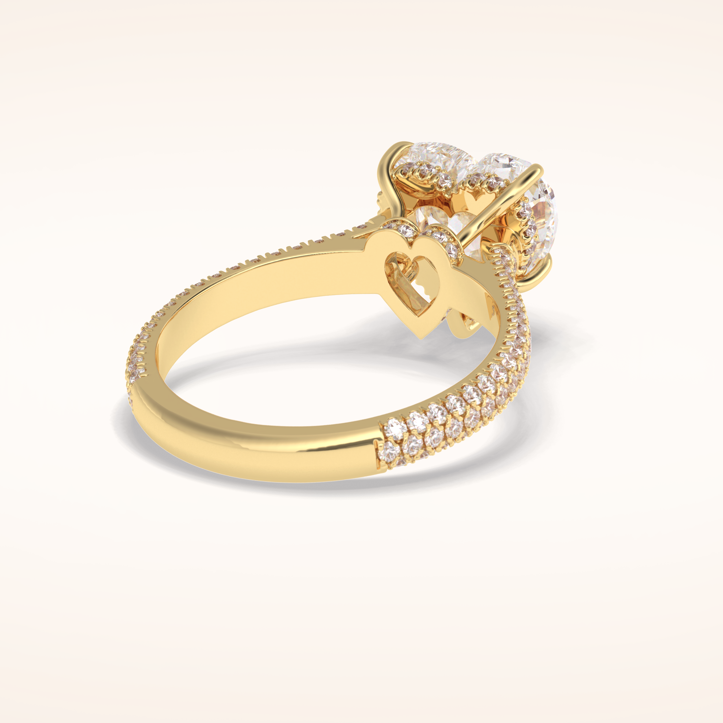 3 CT Heart Shaped Pave Moissanite Engagement Ring