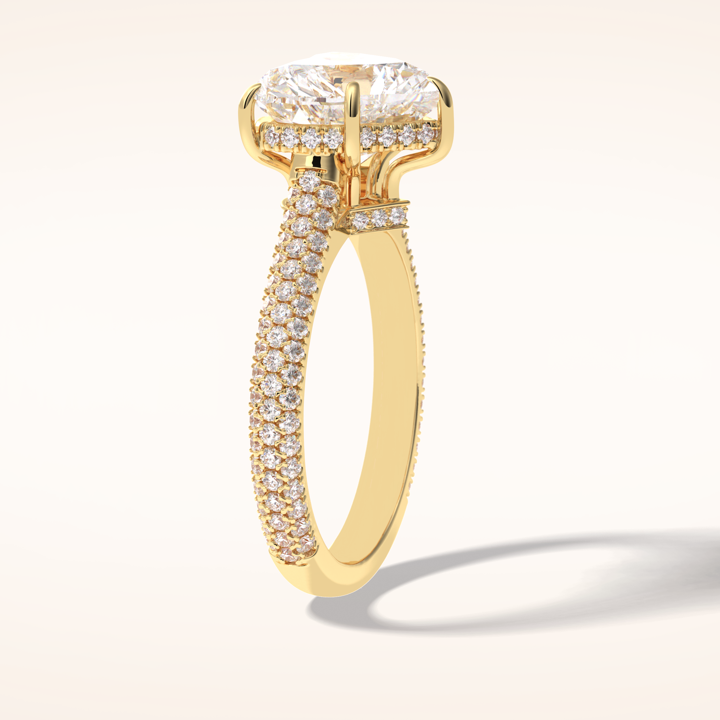 3 CT Heart Shaped Pave Moissanite Engagement Ring