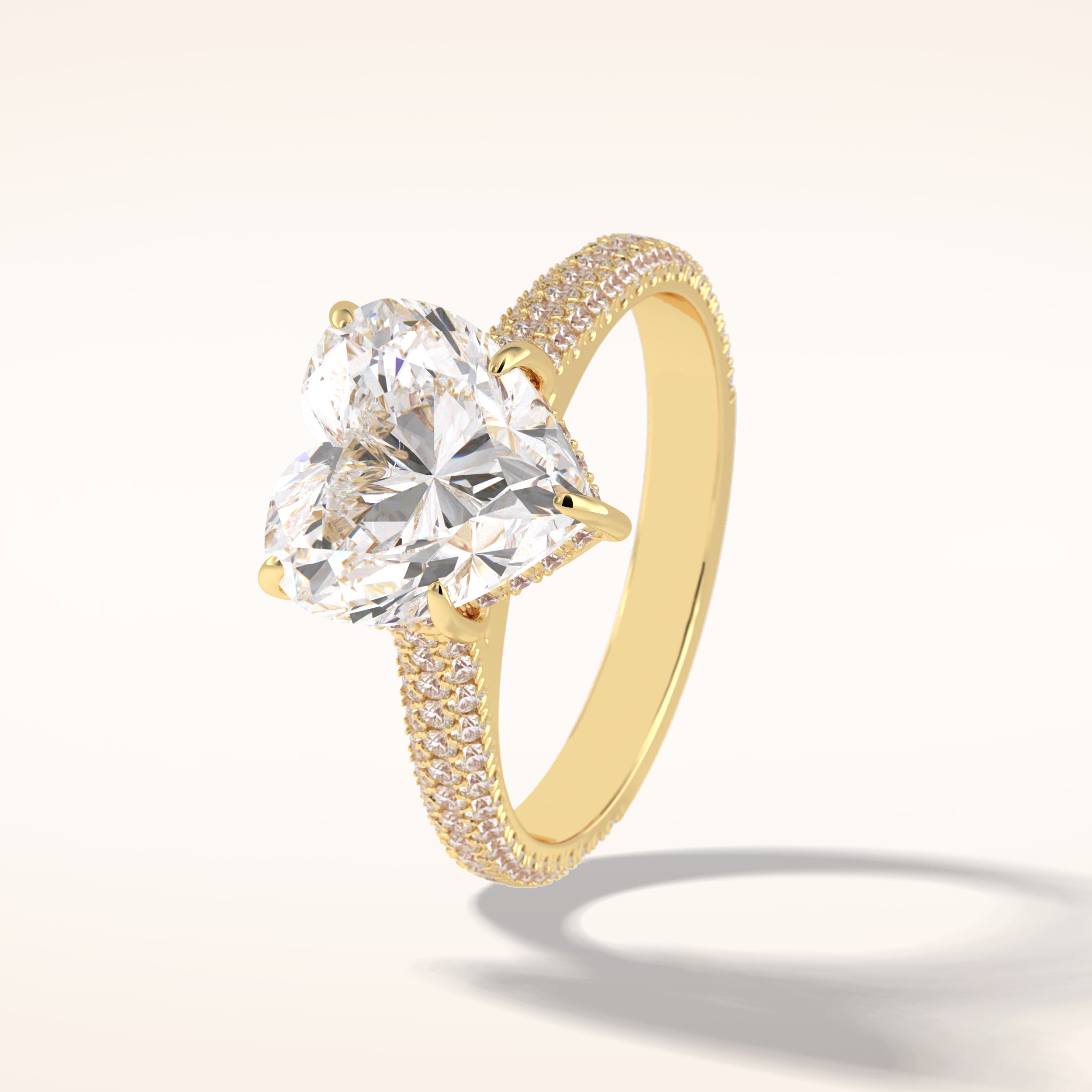 3 CT Heart Shaped Pave Moissanite Engagement Ring