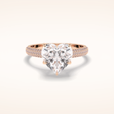 3 CT Heart Shaped Pave Moissanite Engagement Ring