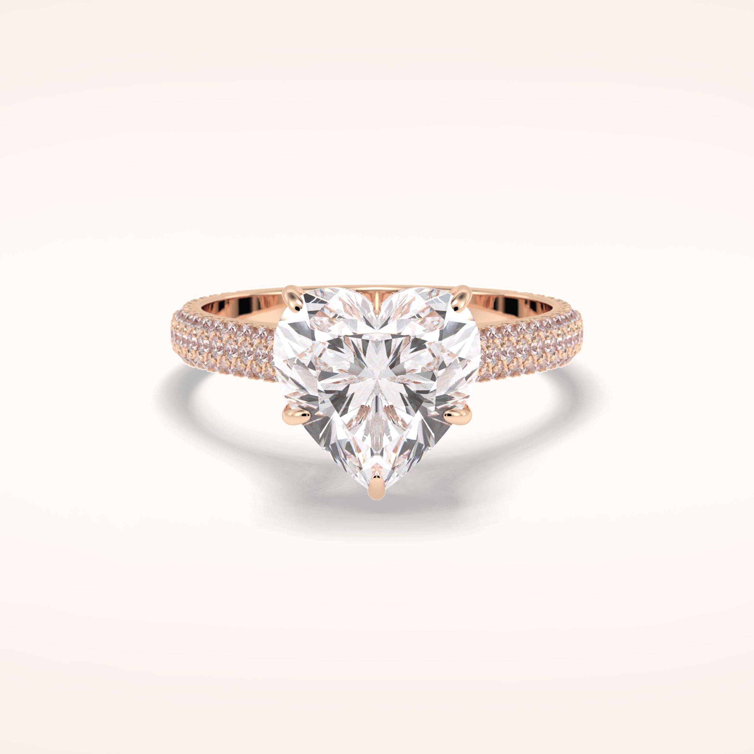 3 CT Heart Shaped Pave Moissanite Engagement Ring