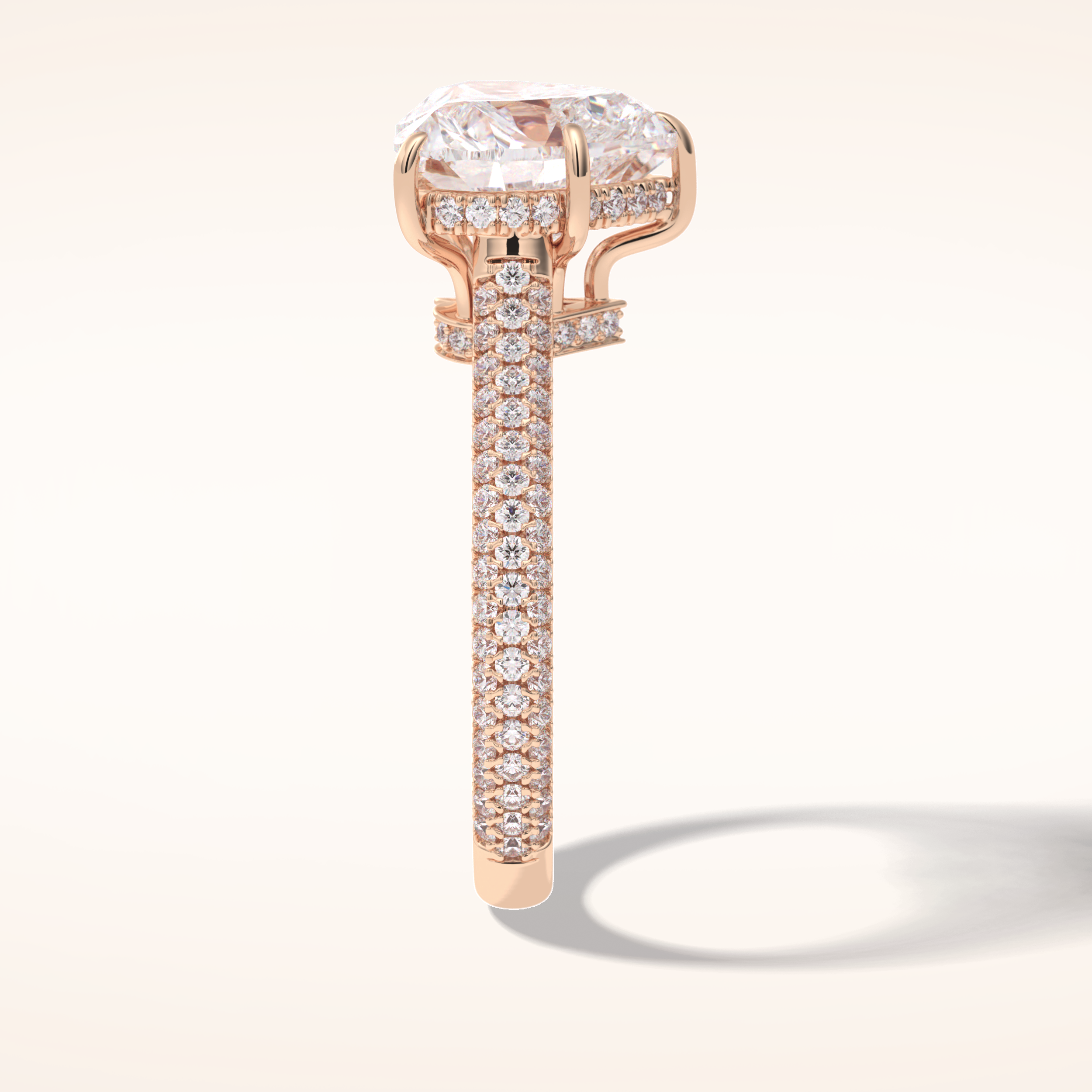 3 CT Heart Shaped Pave Moissanite Engagement Ring