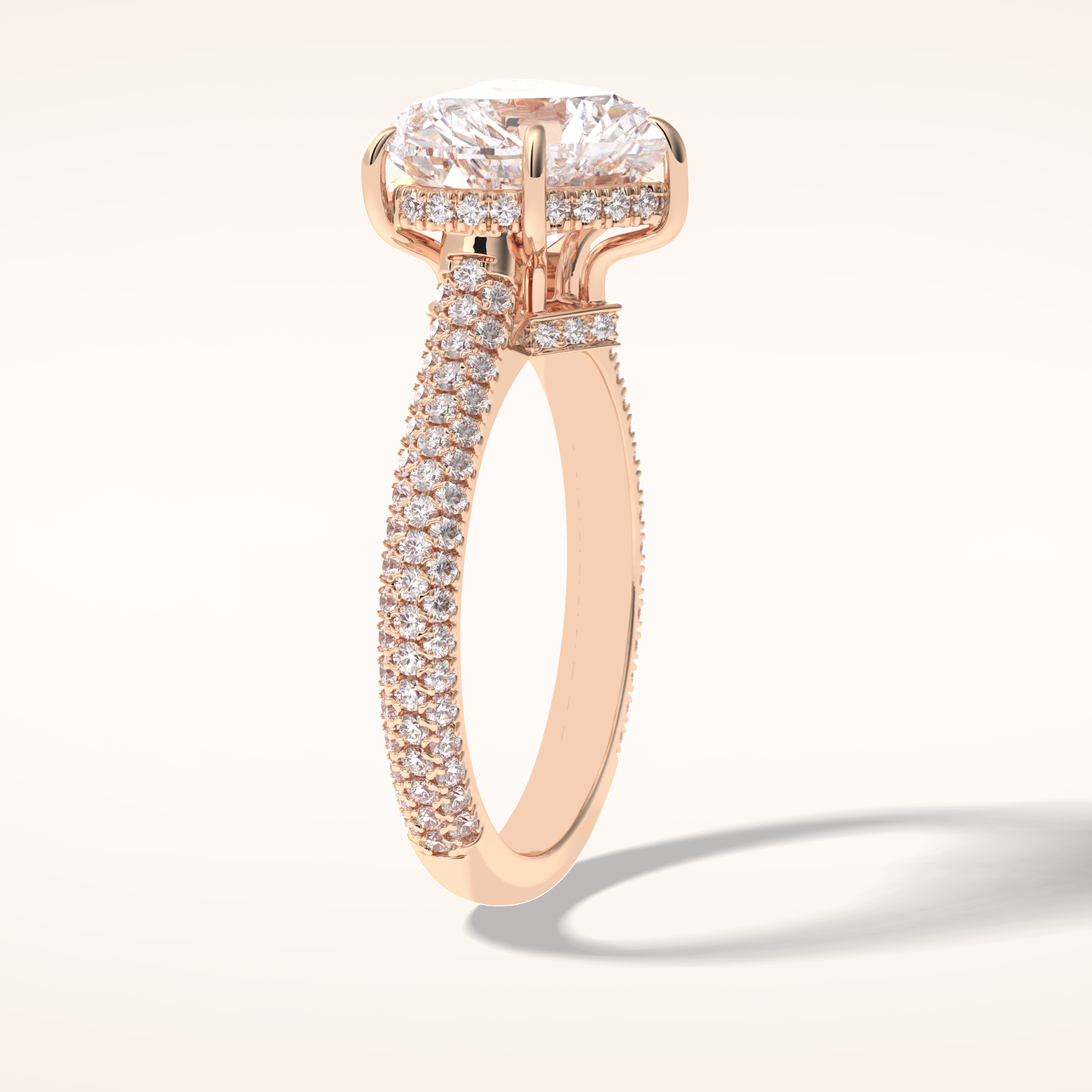 3 CT Heart Shaped Pave Moissanite Engagement Ring