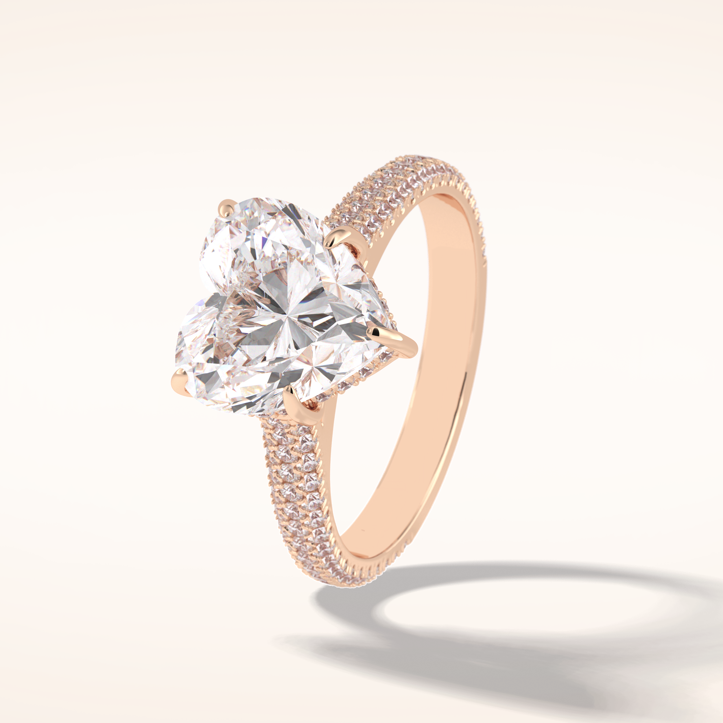 3 CT Heart Shaped Pave Moissanite Engagement Ring