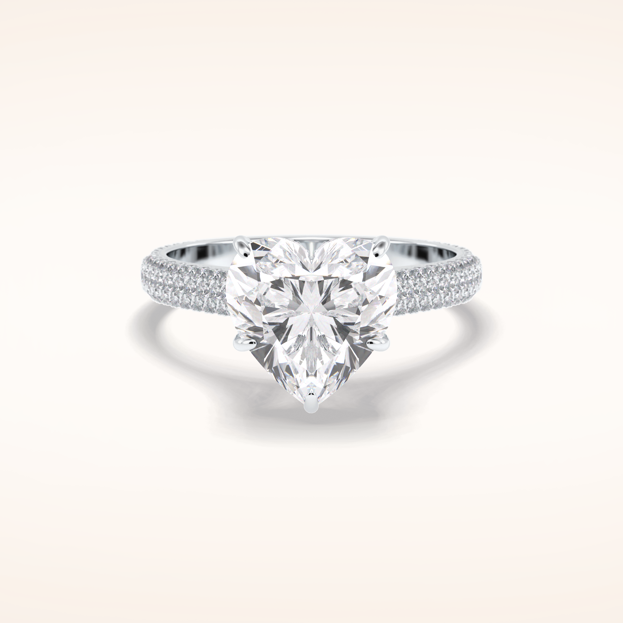 3 CT Heart Shaped Pave Moissanite Engagement Ring