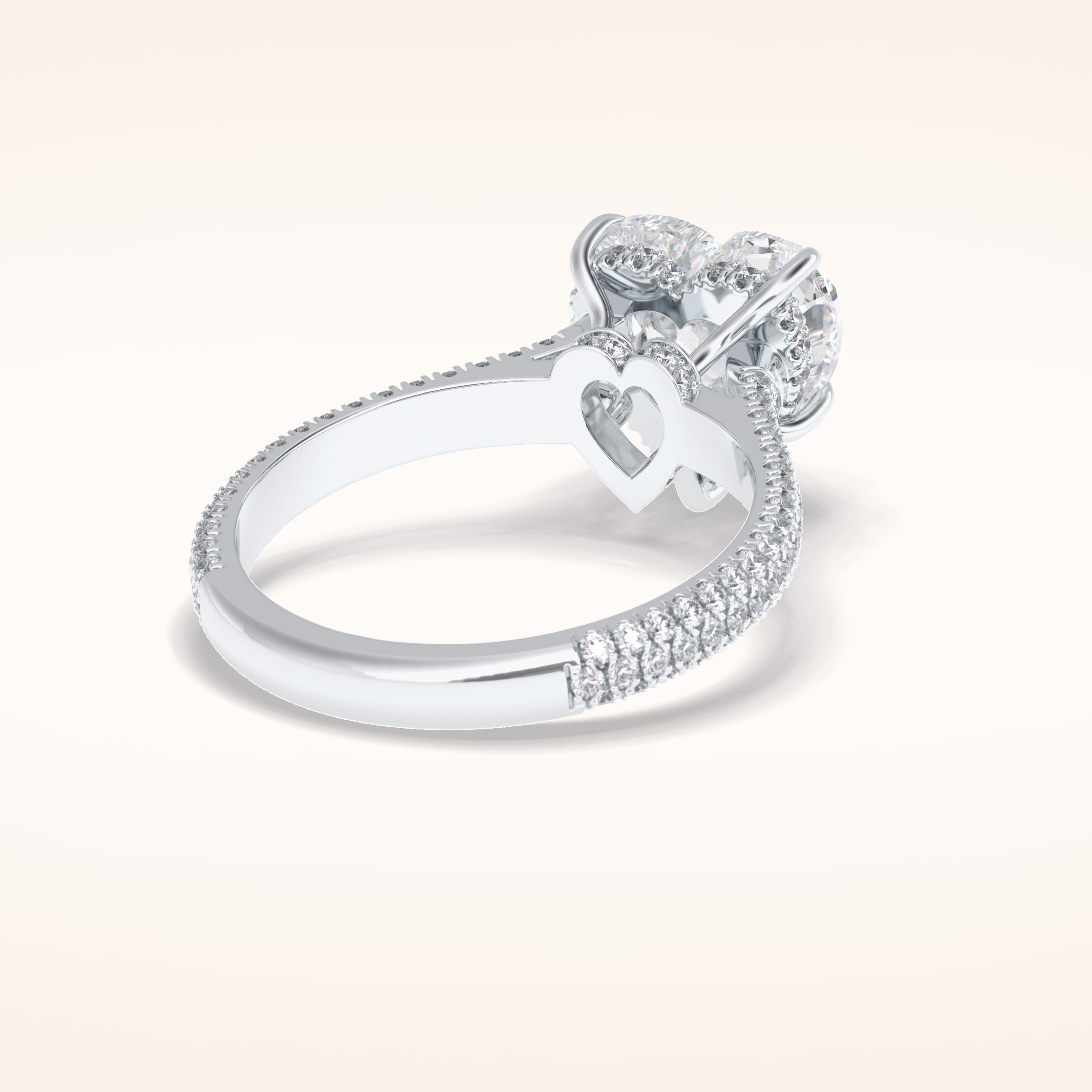 3 CT Heart Shaped Pave Moissanite Engagement Ring