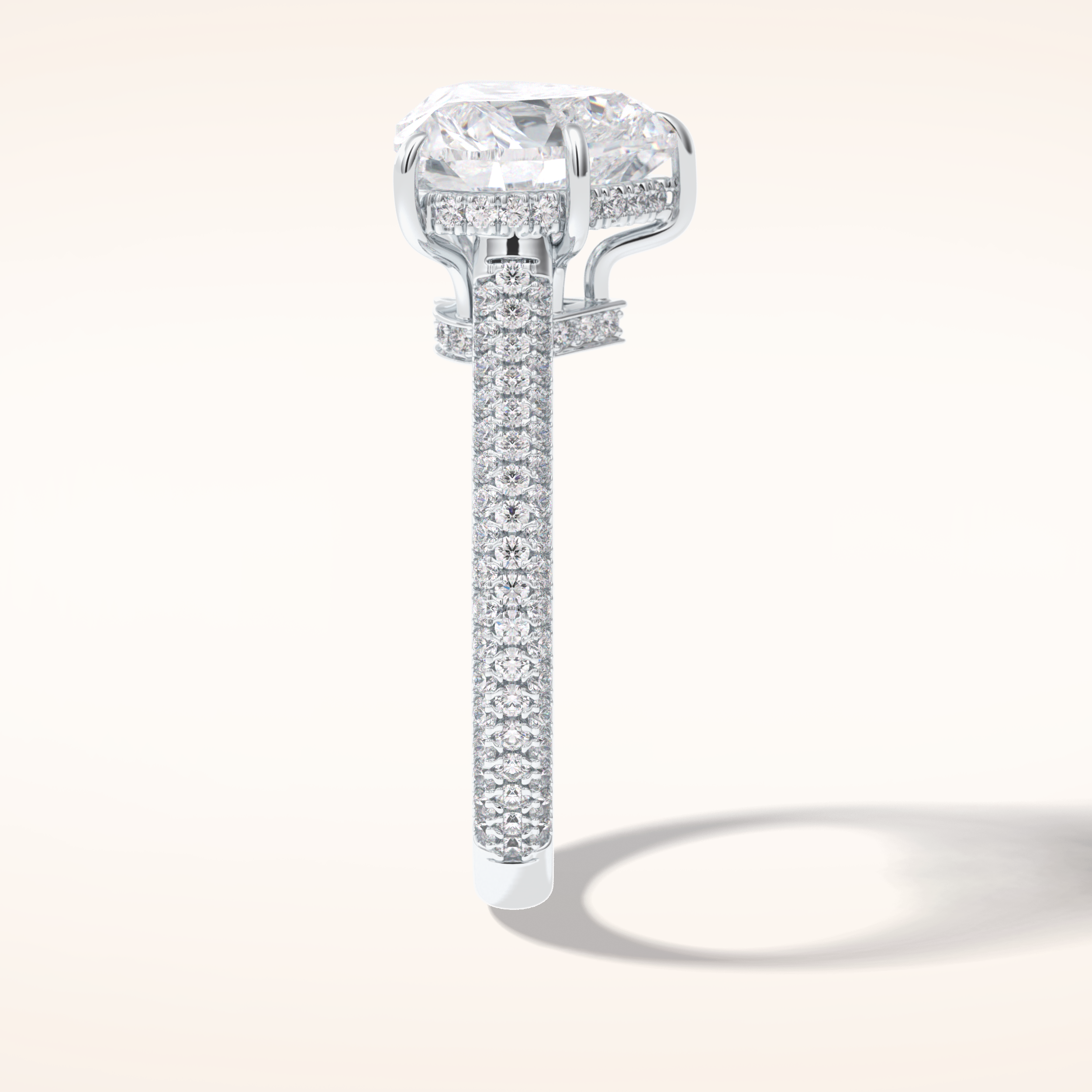 3 CT Heart Shaped Pave Moissanite Engagement Ring