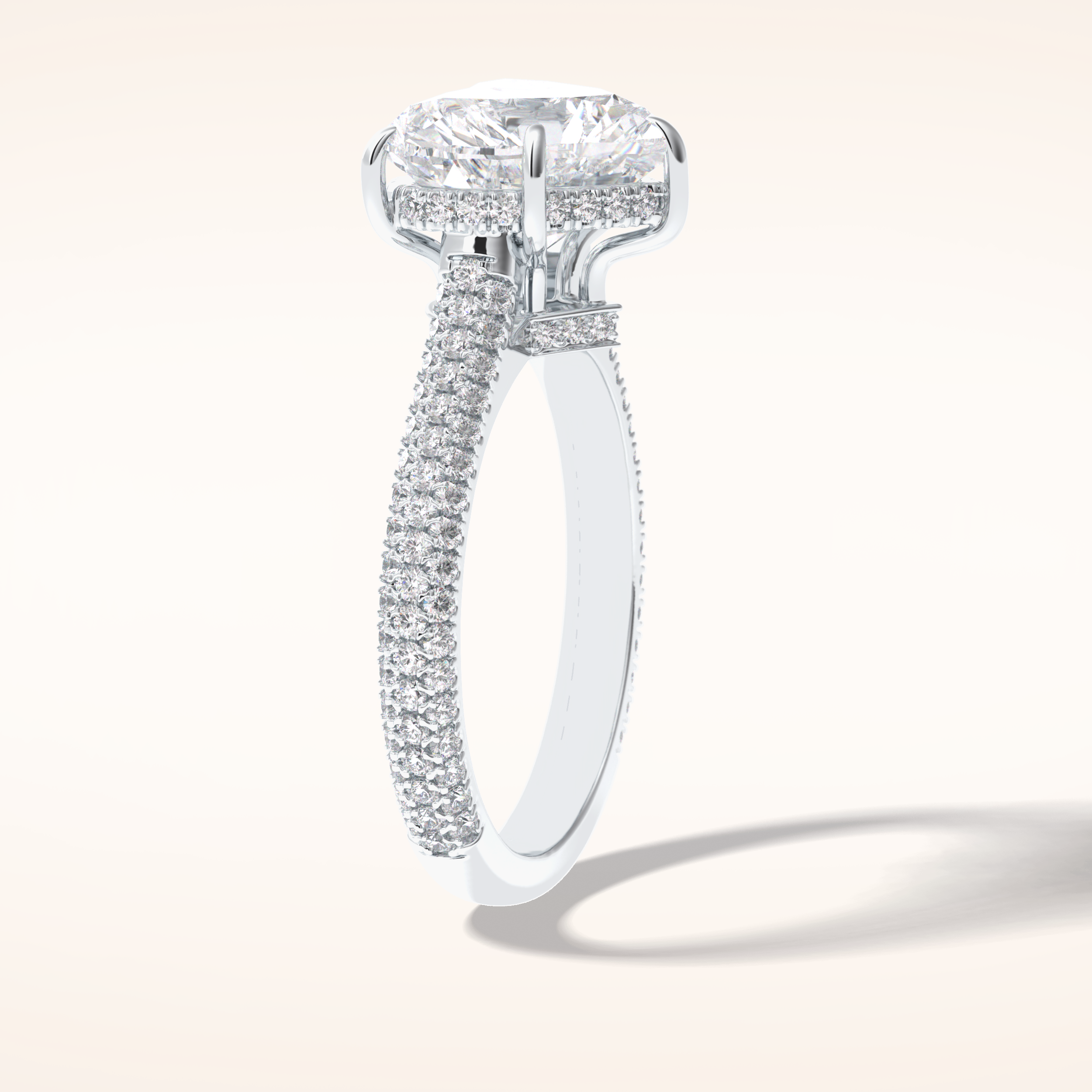3 CT Heart Shaped Pave Moissanite Engagement Ring