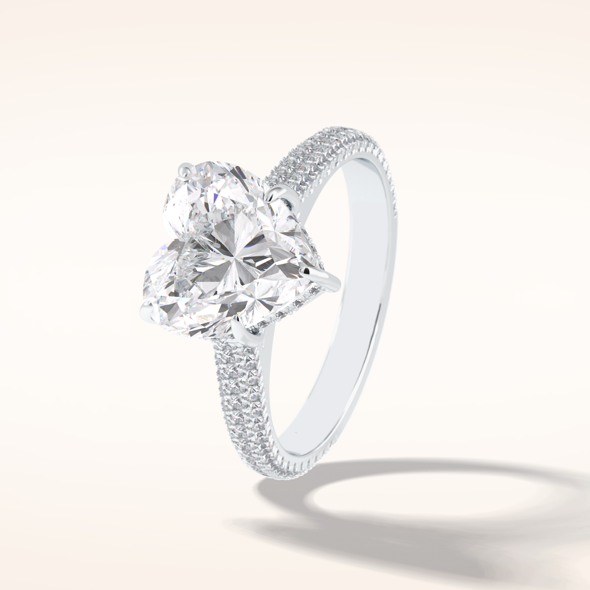 3 CT Heart Shaped Pave Moissanite Engagement Ring