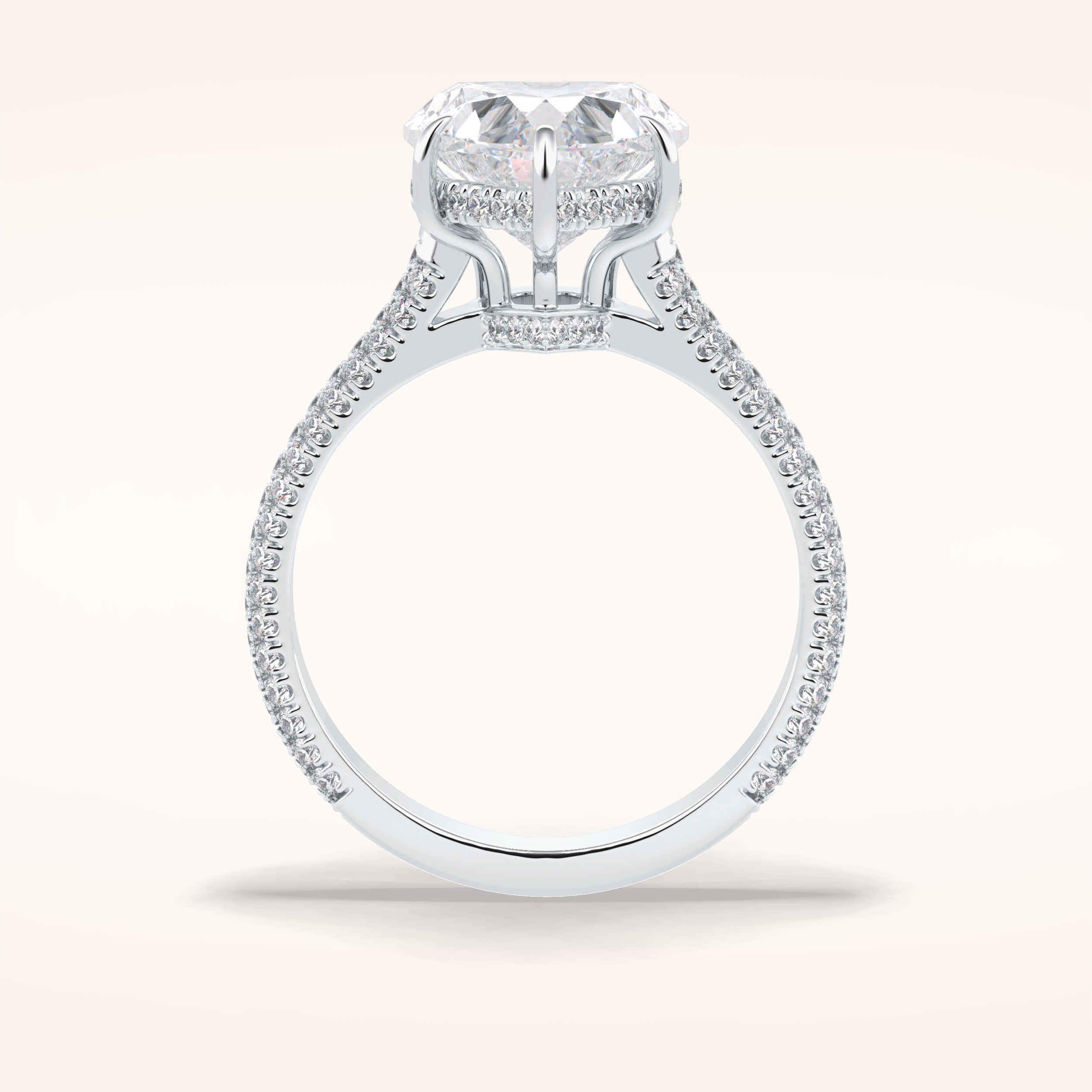 3 CT Heart Shaped Pave Moissanite Engagement Ring