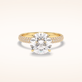 3 CT Round Shaped Pave Moissanite Engagement Ring