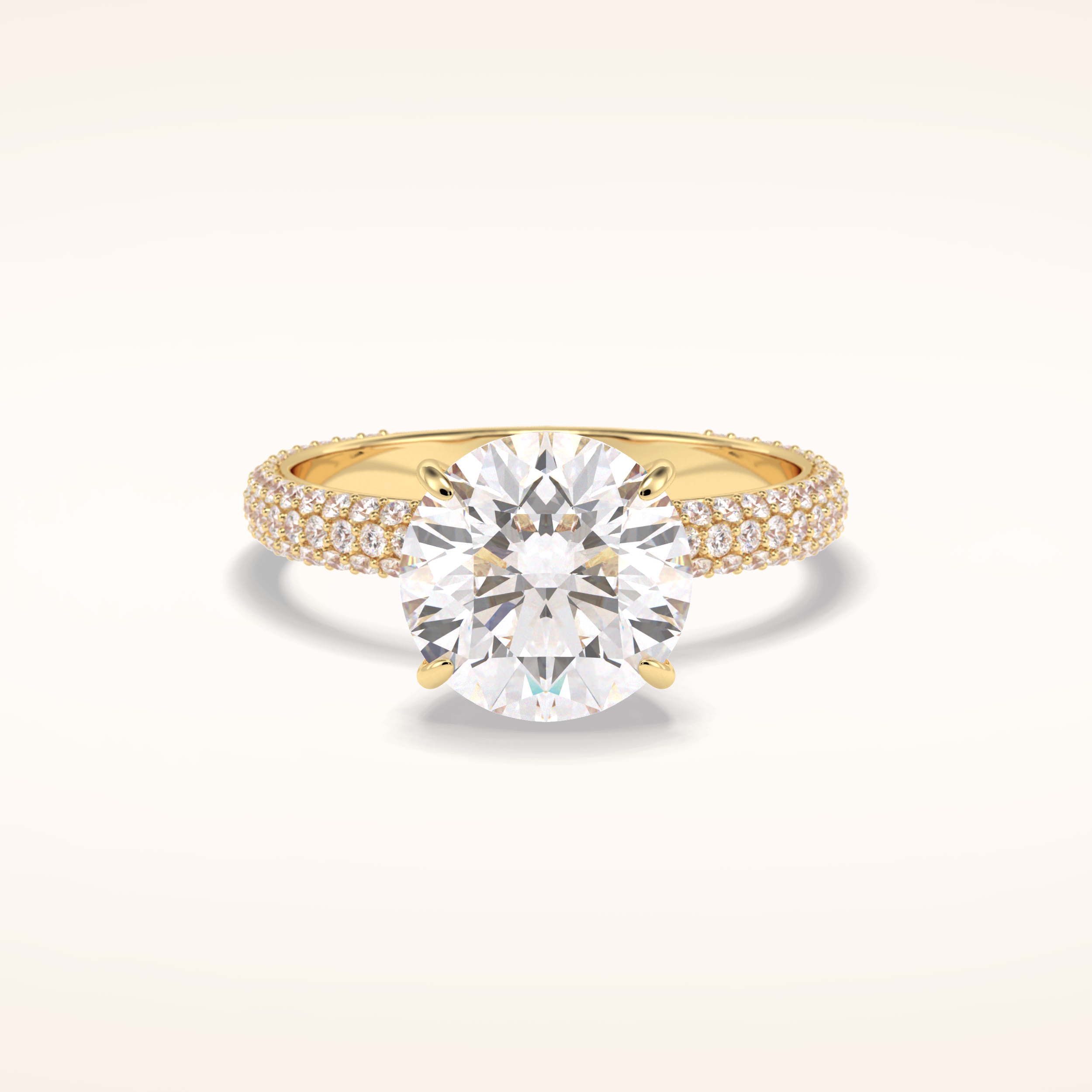 3 CT Round Shaped Pave Moissanite Engagement Ring