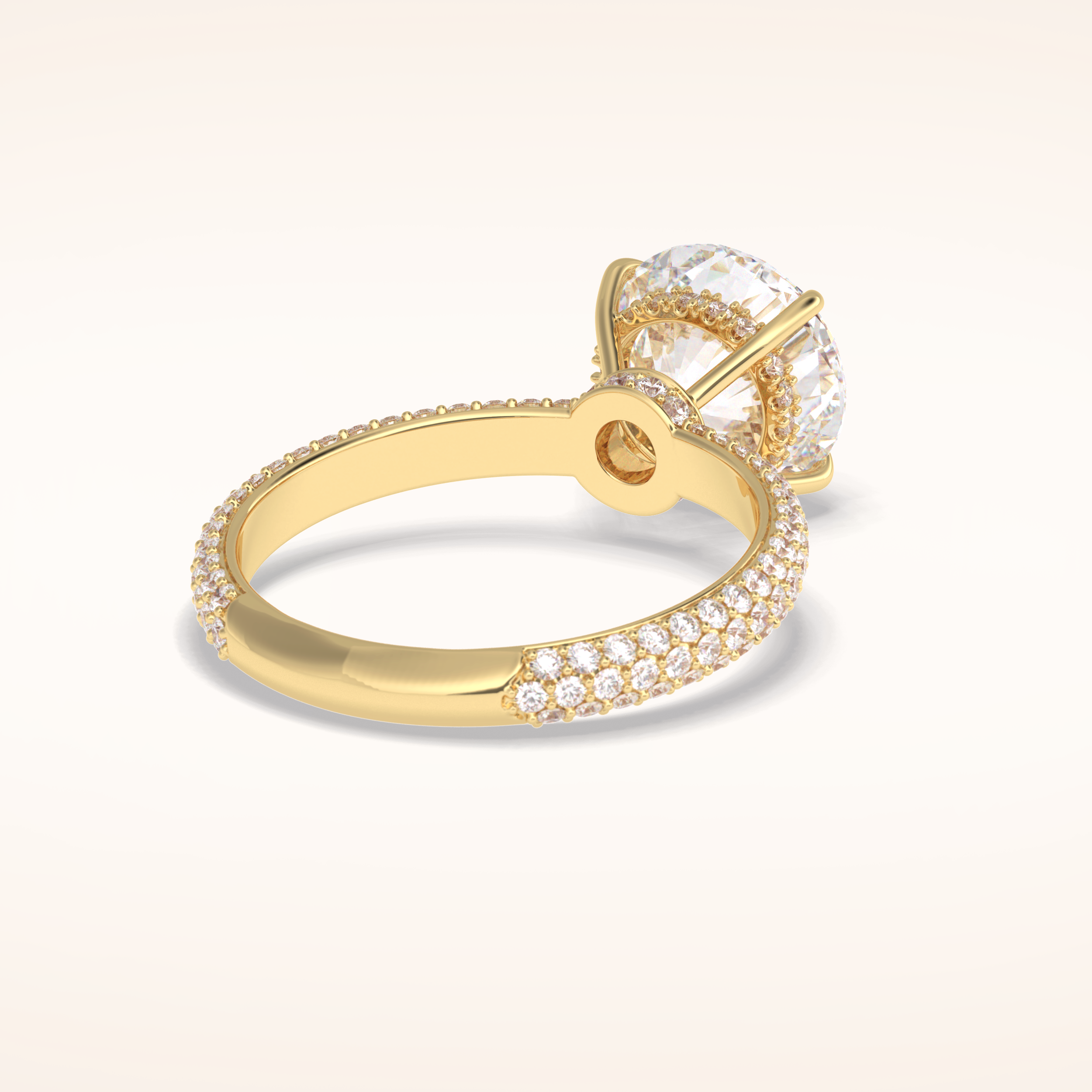 3 CT Round Shaped Pave Moissanite Engagement Ring