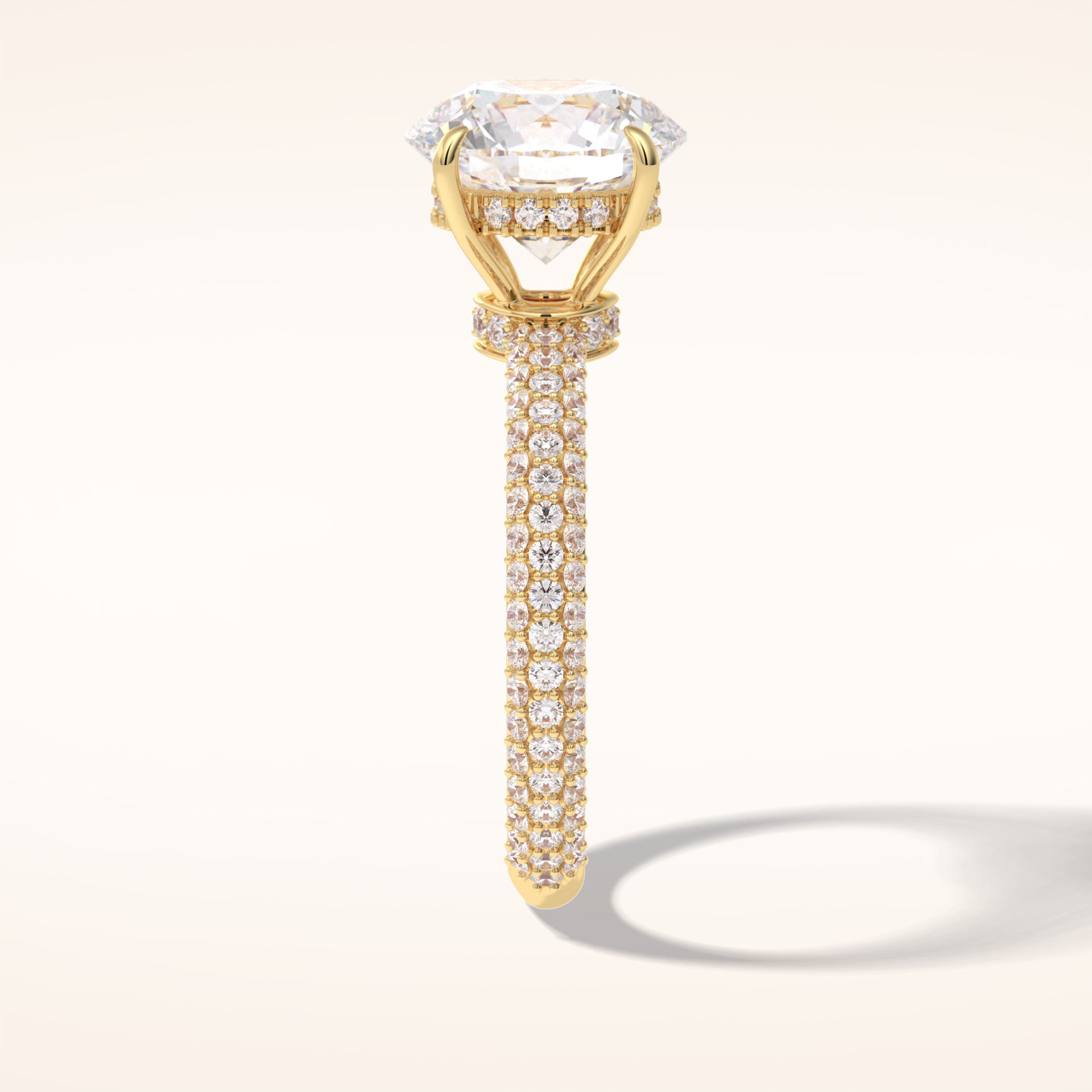 3 CT Round Shaped Pave Moissanite Engagement Ring