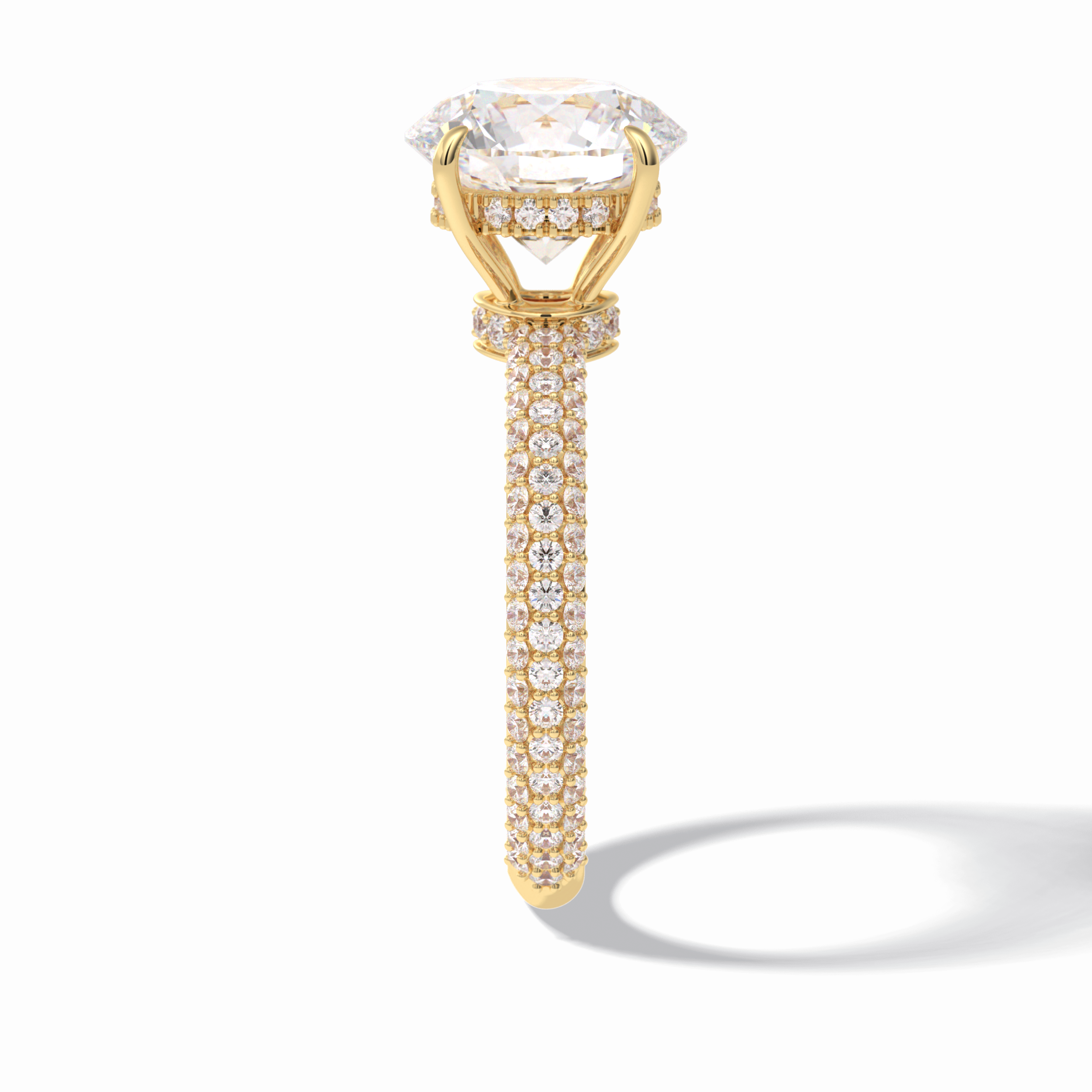 Round Hidden Halo & Pave Lab Grown Diamond Engagement Ring