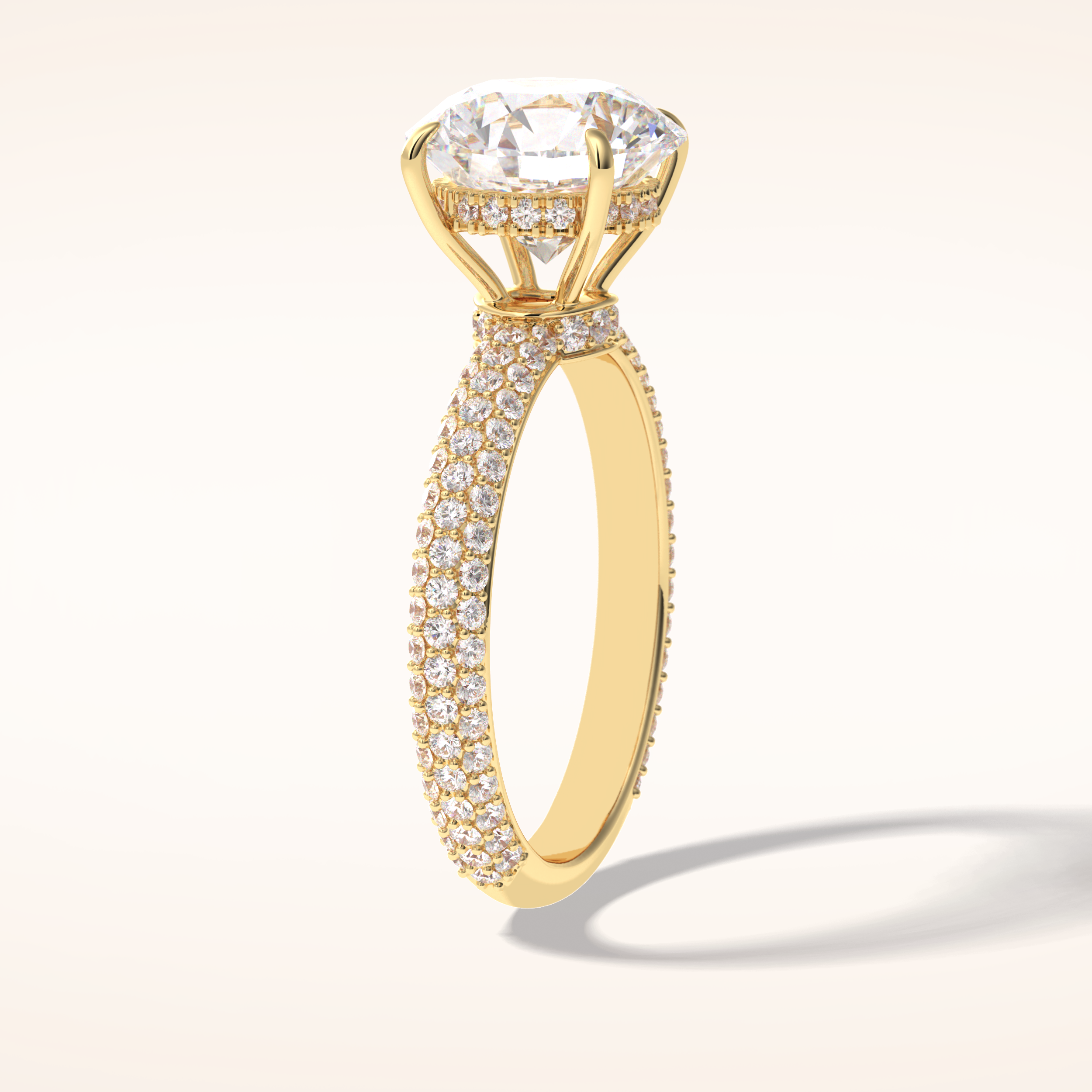3 CT Round Shaped Pave Moissanite Engagement Ring