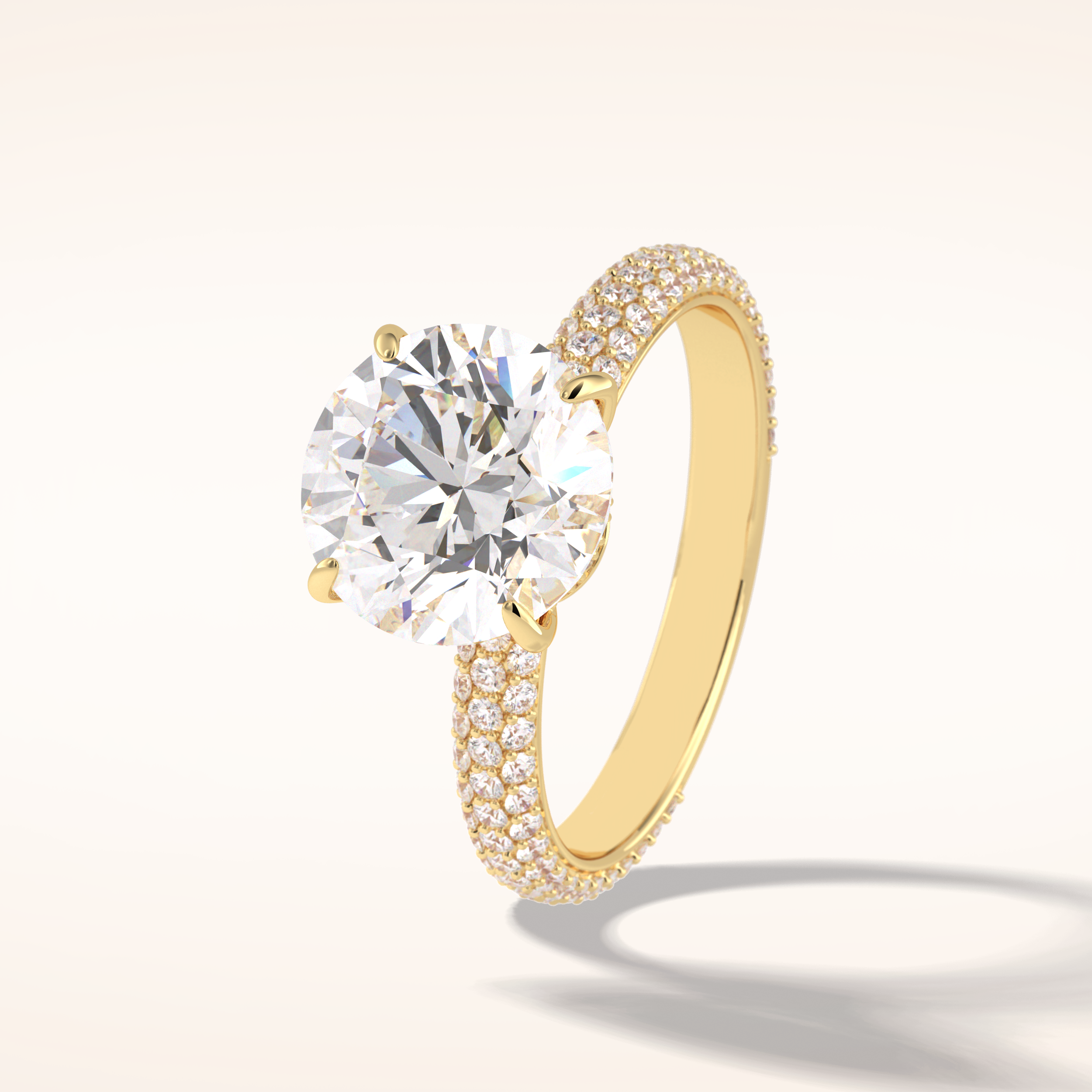 3 CT Round Shaped Pave Moissanite Engagement Ring