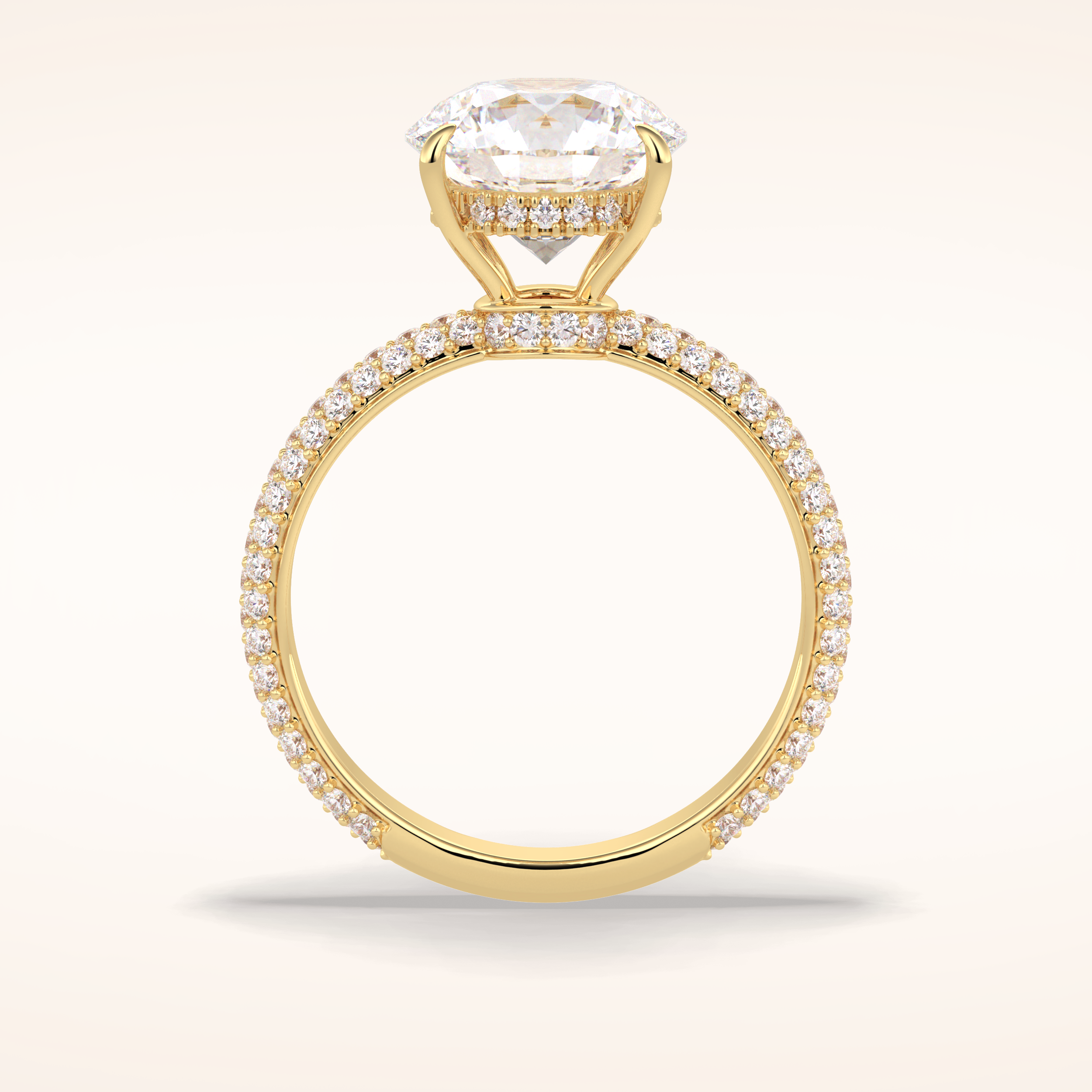 3 CT Round Shaped Pave Moissanite Engagement Ring