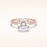 3 CT Round Shaped Pave Moissanite Engagement Ring