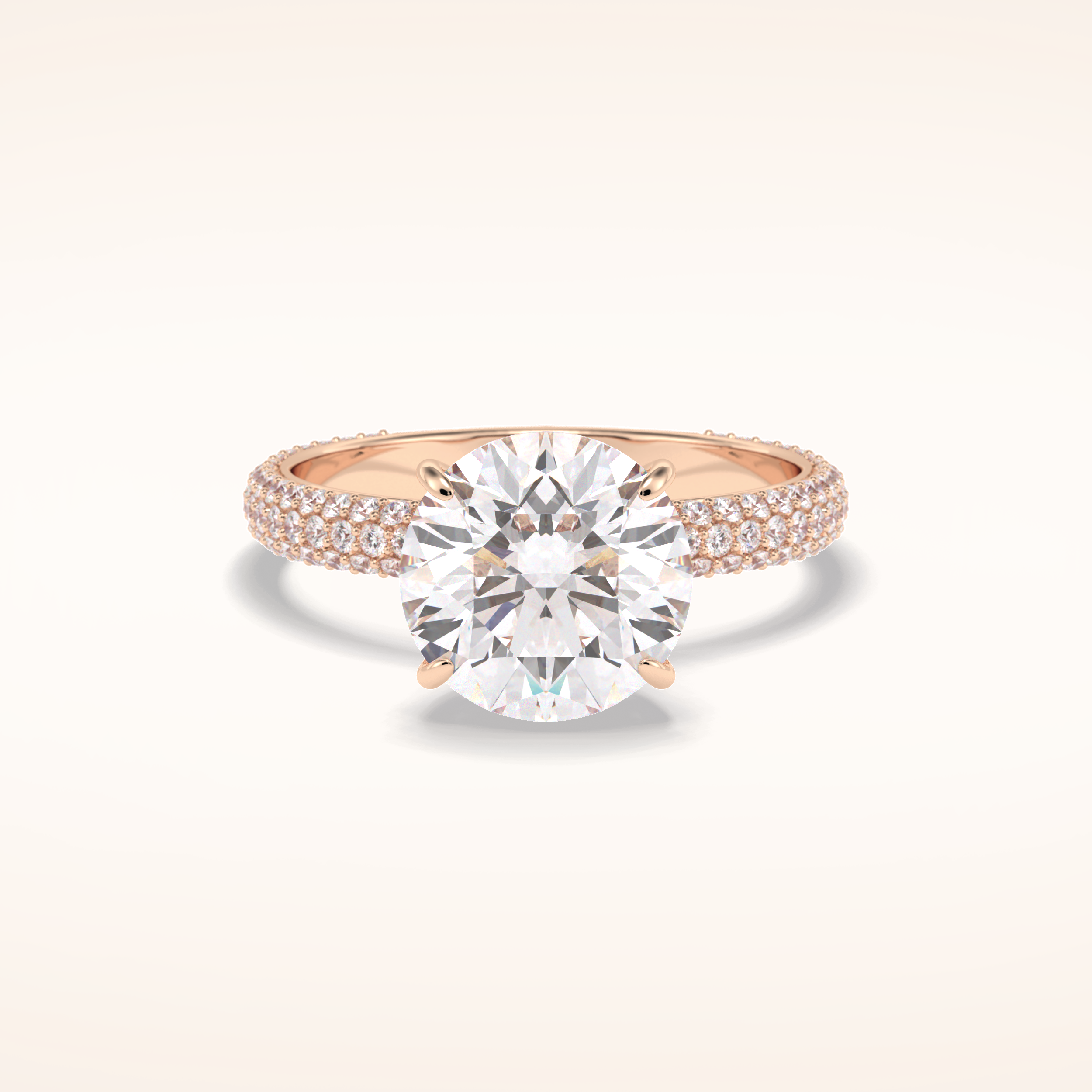 3 CT Round Shaped Pave Moissanite Engagement Ring