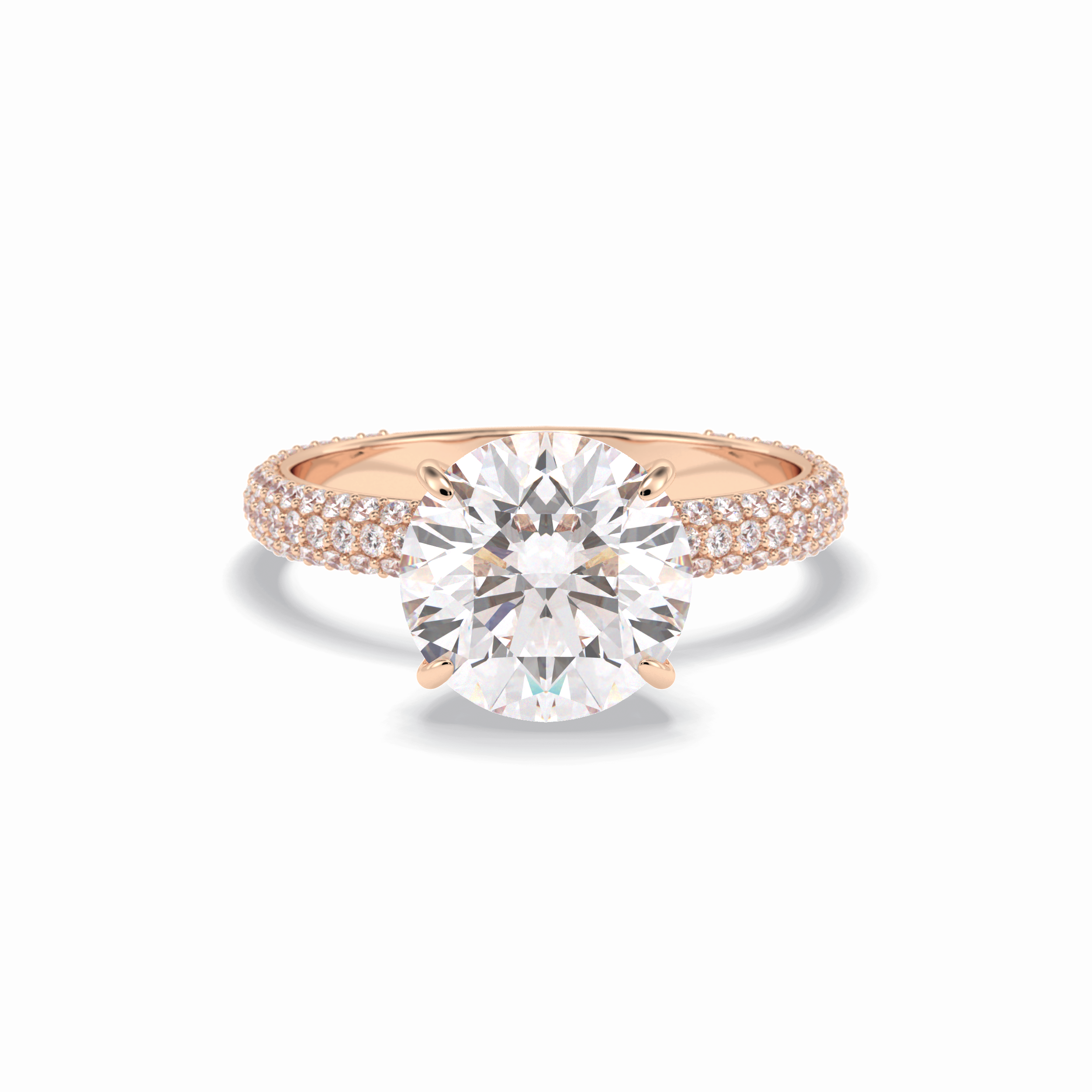 Round Hidden Halo & Pave Lab Grown Diamond Engagement Ring