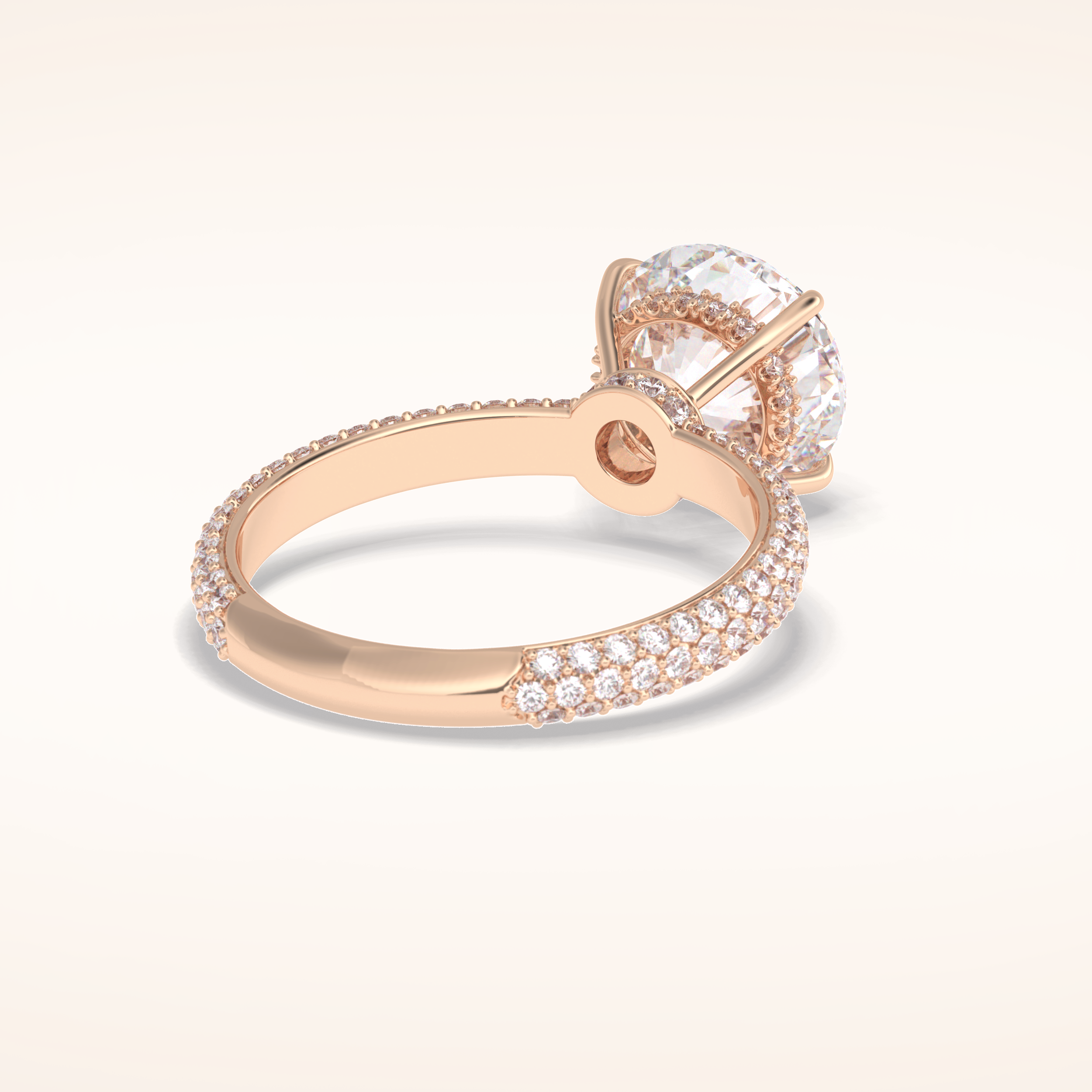 3 CT Round Shaped Pave Moissanite Engagement Ring