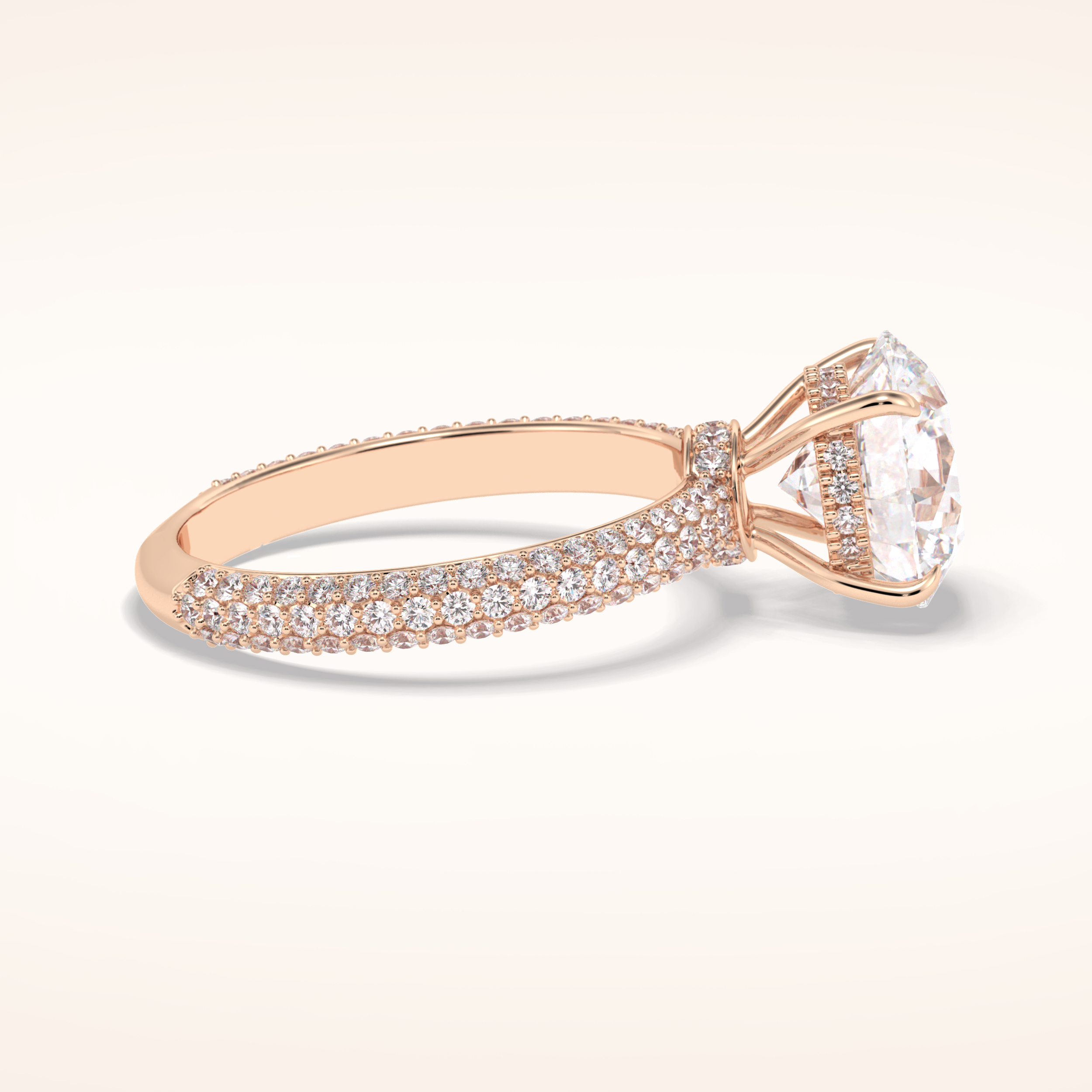 3 CT Round Shaped Pave Moissanite Engagement Ring