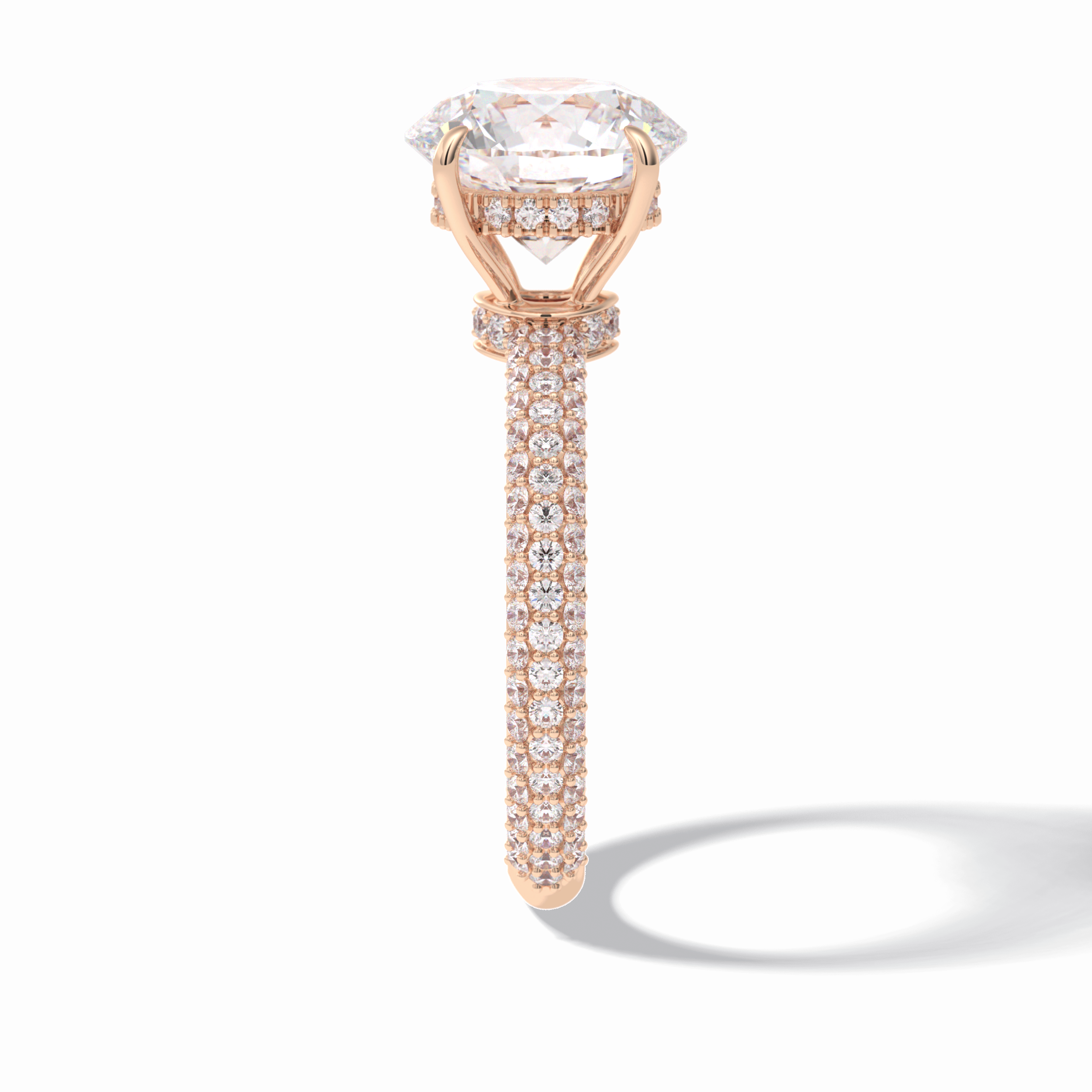 Round Hidden Halo & Pave Lab Grown Diamond Engagement Ring