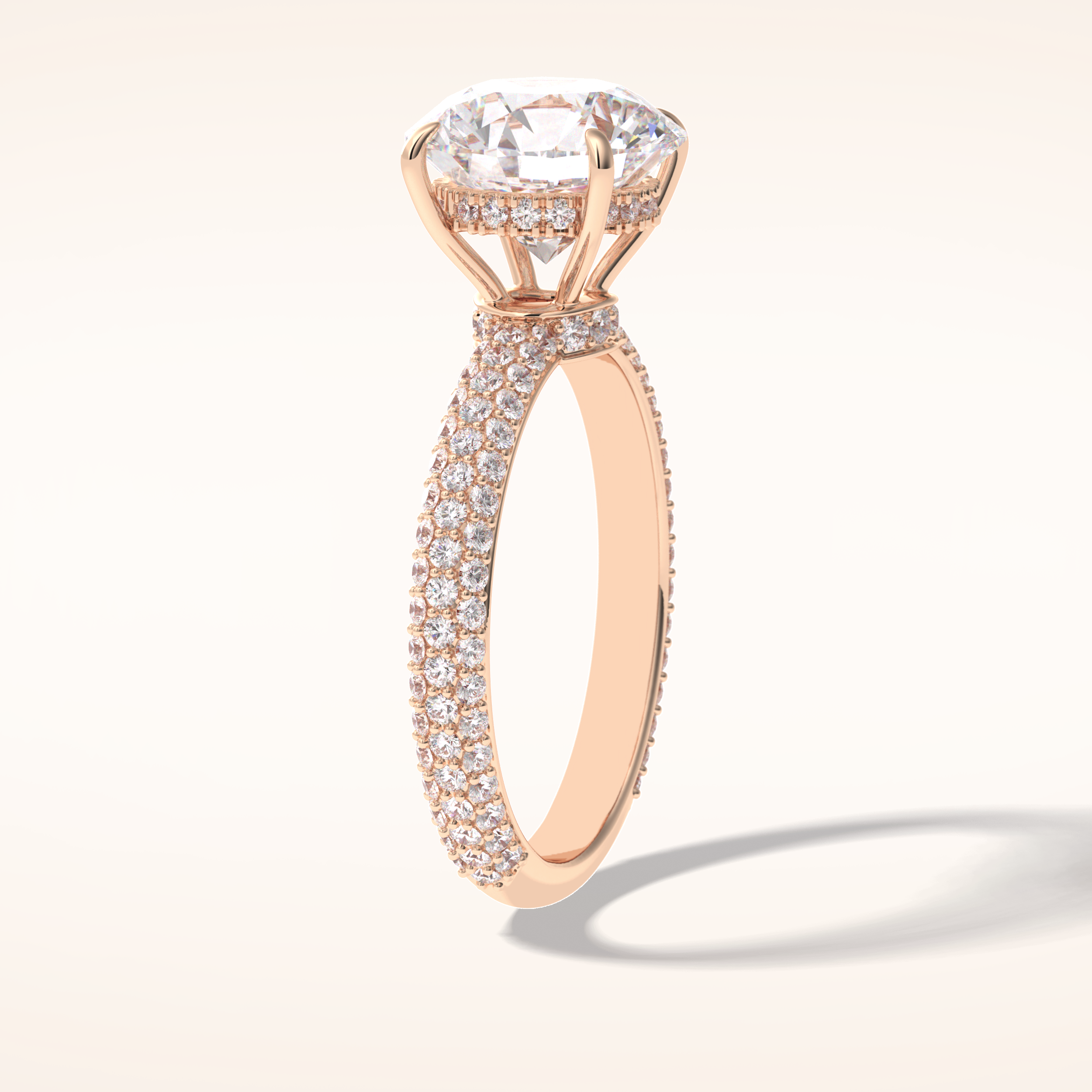 3 CT Round Shaped Pave Moissanite Engagement Ring