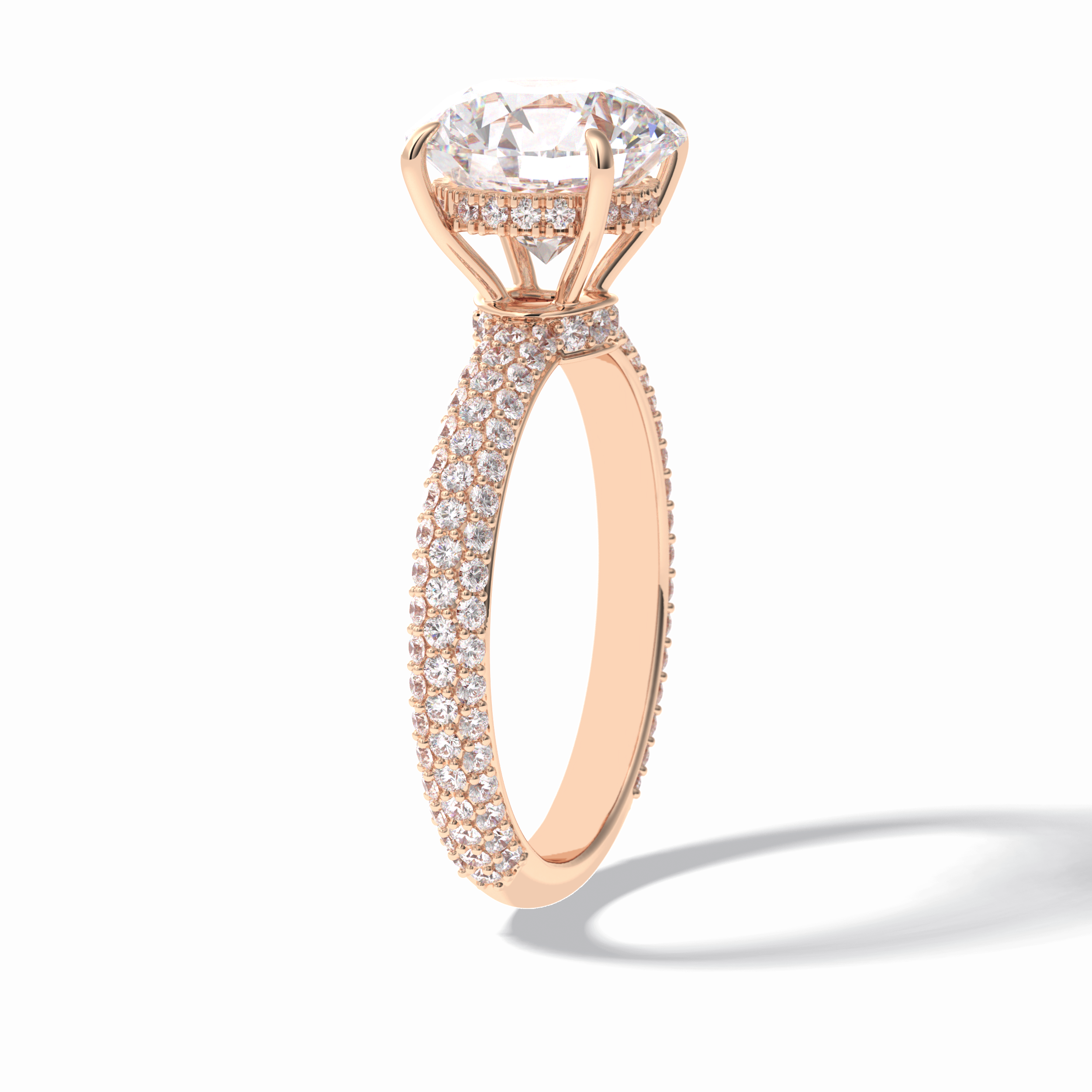 Round Hidden Halo & Pave Lab Grown Diamond Engagement Ring