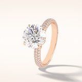 3 CT Round Shaped Pave Moissanite Engagement Ring