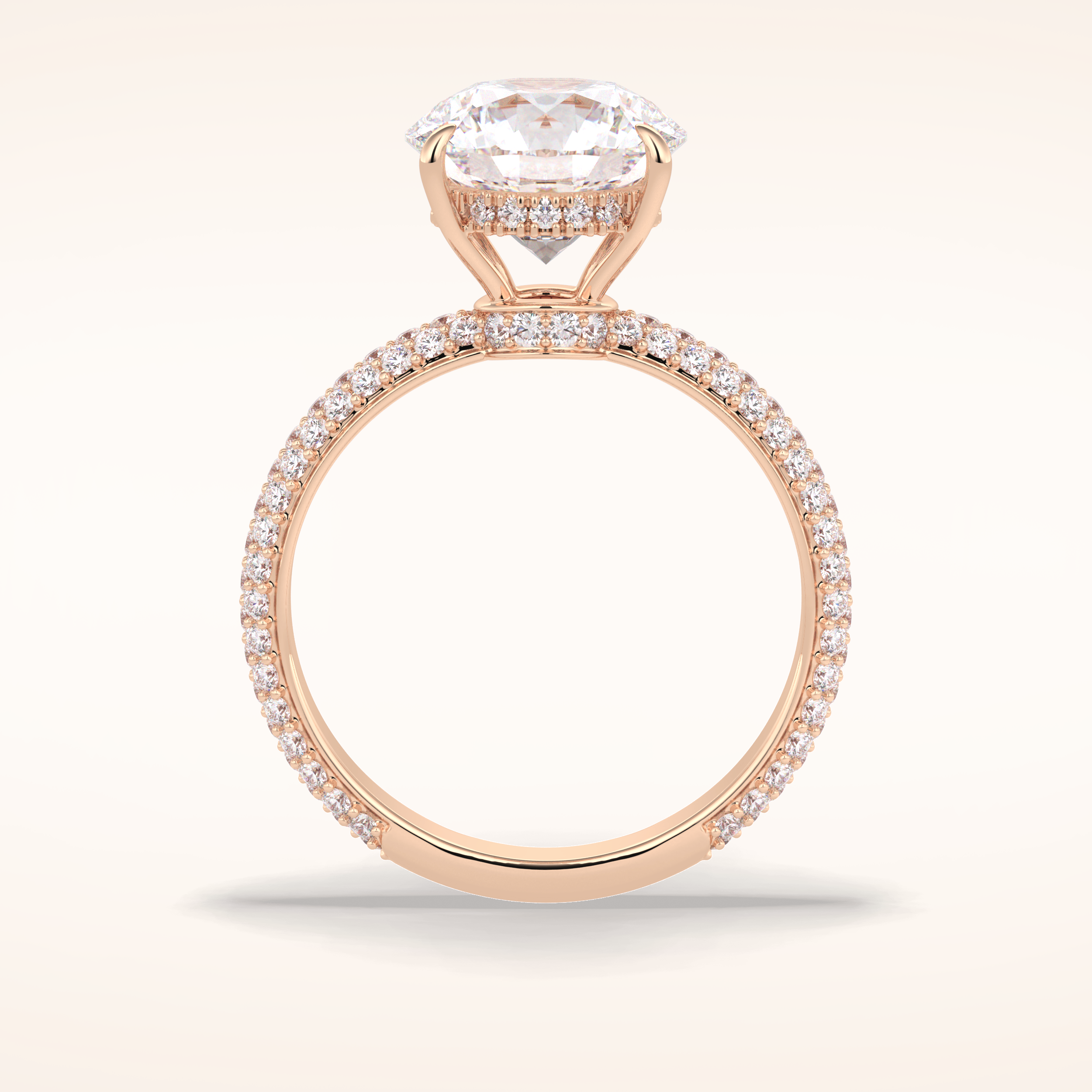 3 CT Round Shaped Pave Moissanite Engagement Ring