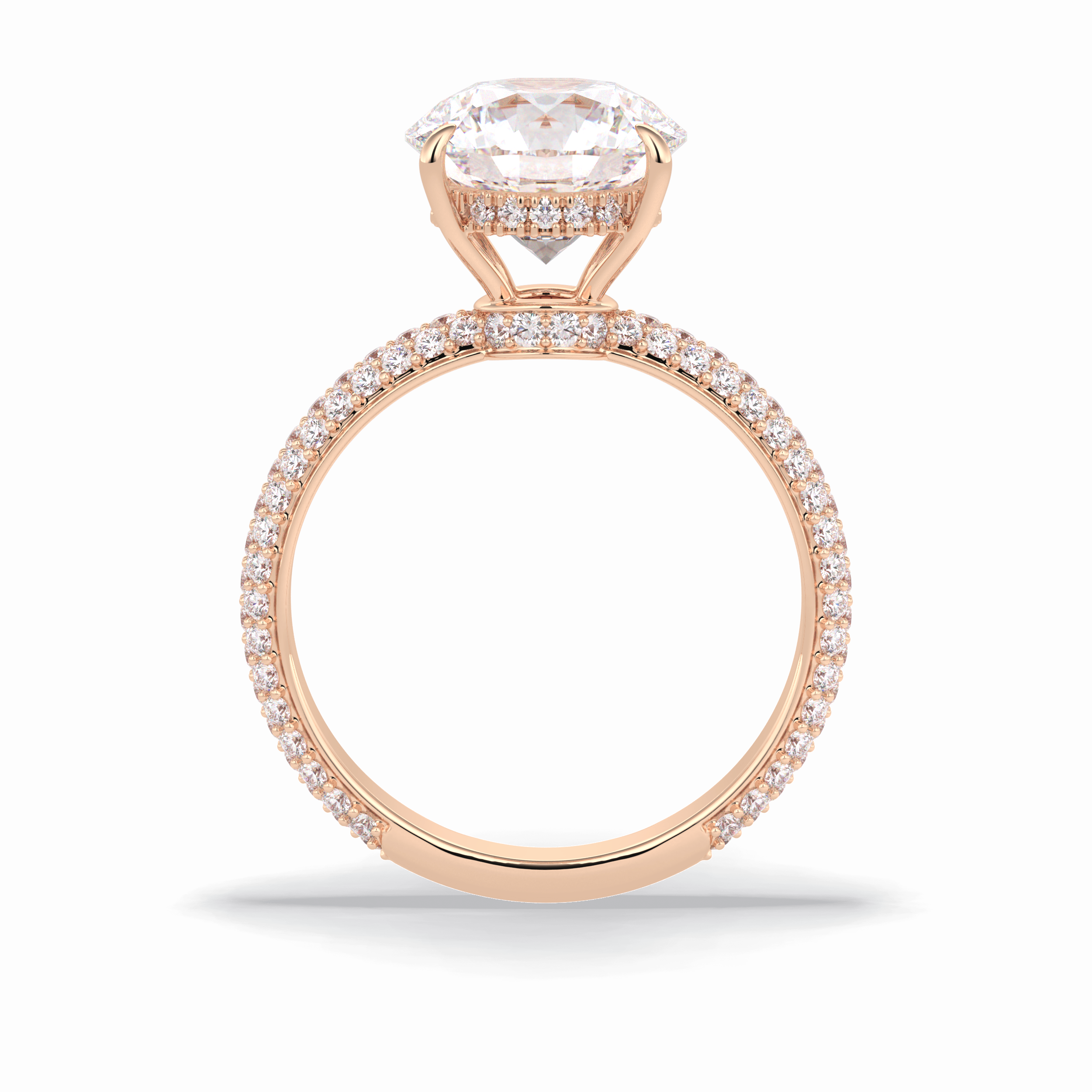 Round Hidden Halo & Pave Lab Grown Diamond Engagement Ring
