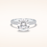 3 CT Round Shaped Pave Moissanite Engagement Ring