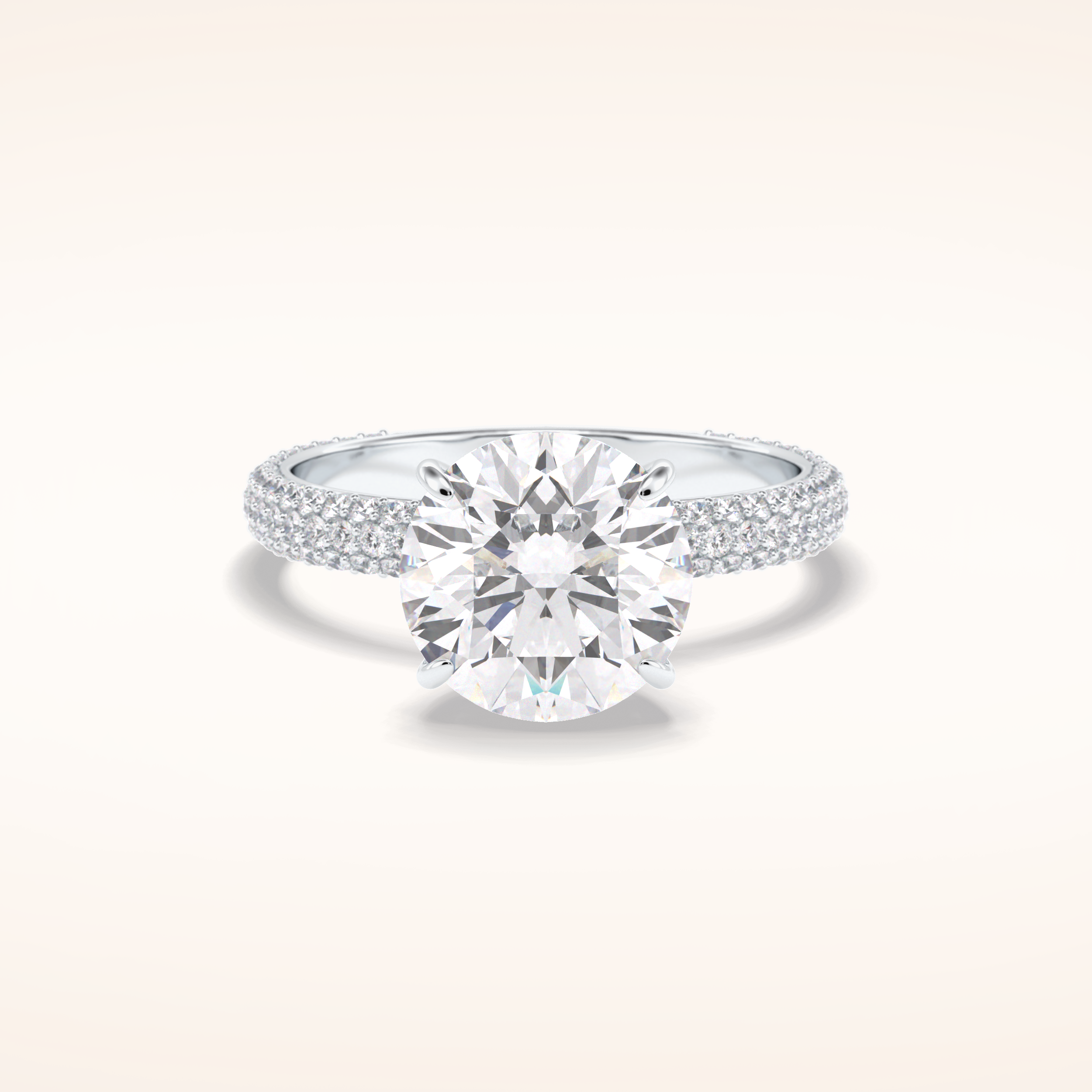 3 CT Round Shaped Pave Moissanite Engagement Ring