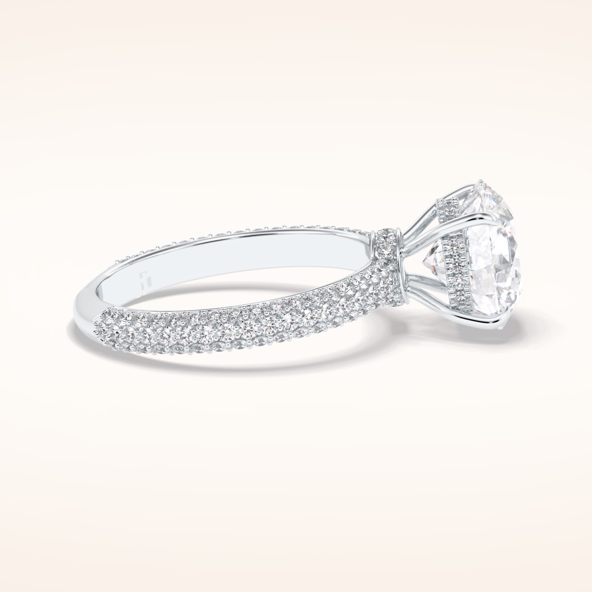3 CT Round Shaped Pave Moissanite Engagement Ring