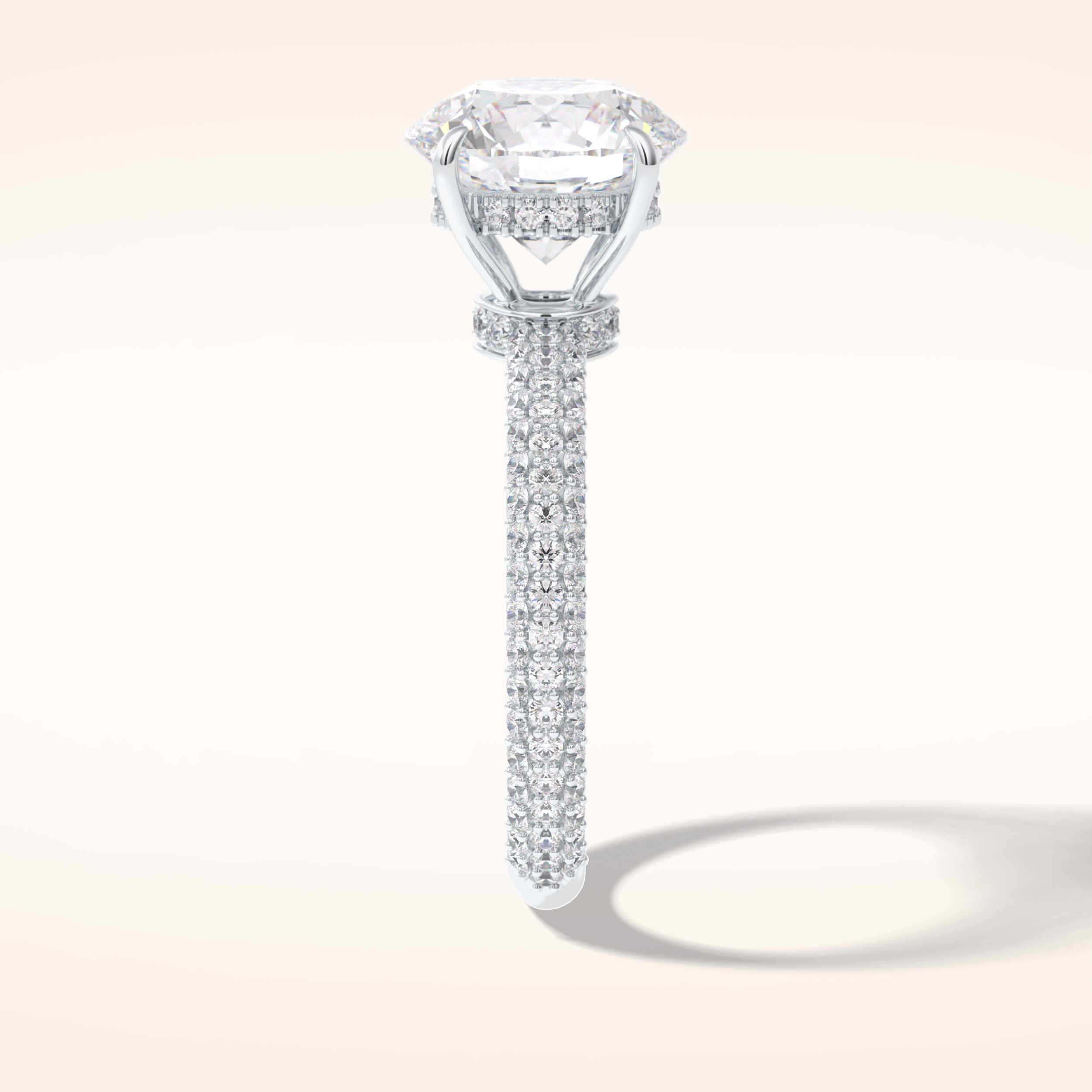 3 CT Round Shaped Pave Moissanite Engagement Ring