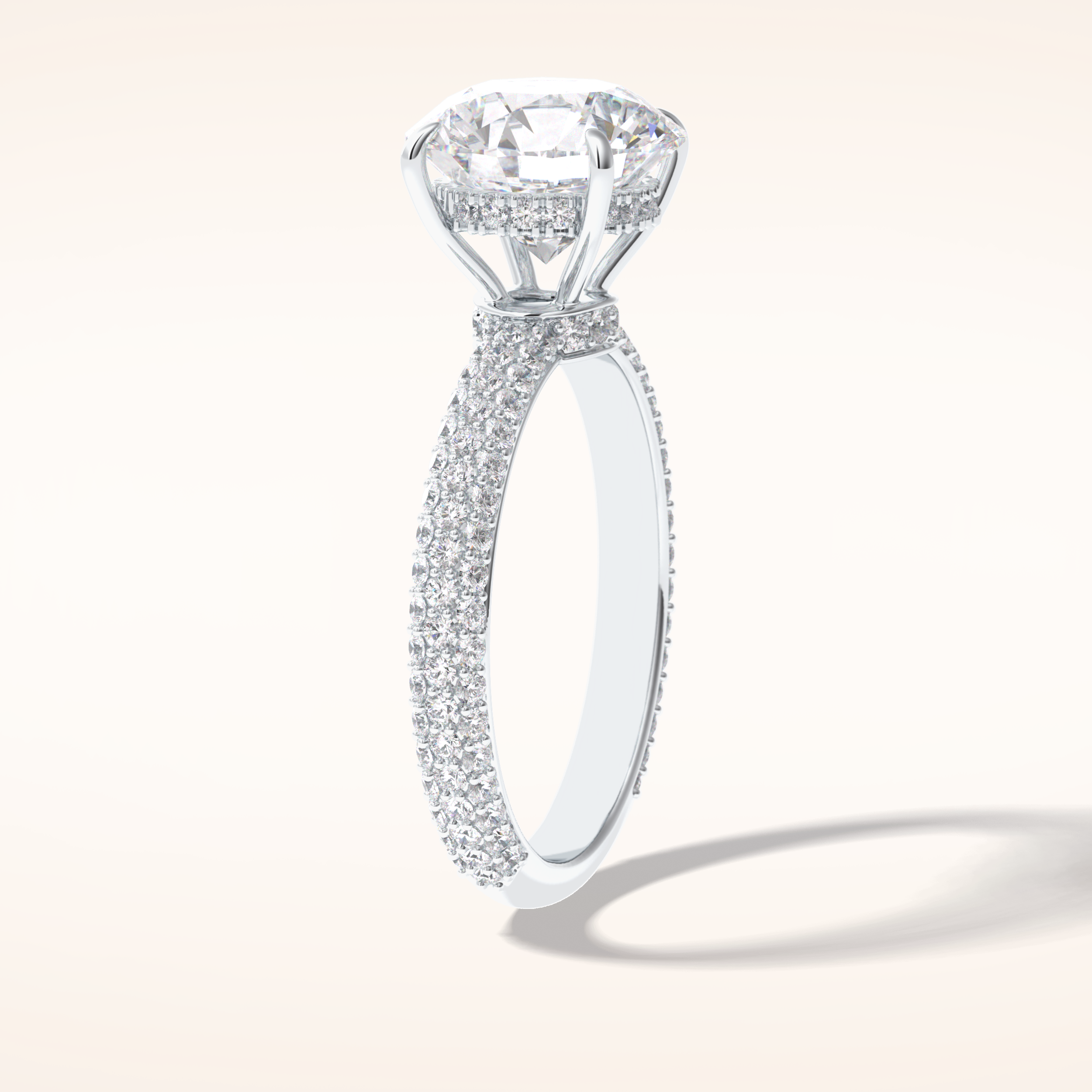 3 CT Round Shaped Pave Moissanite Engagement Ring