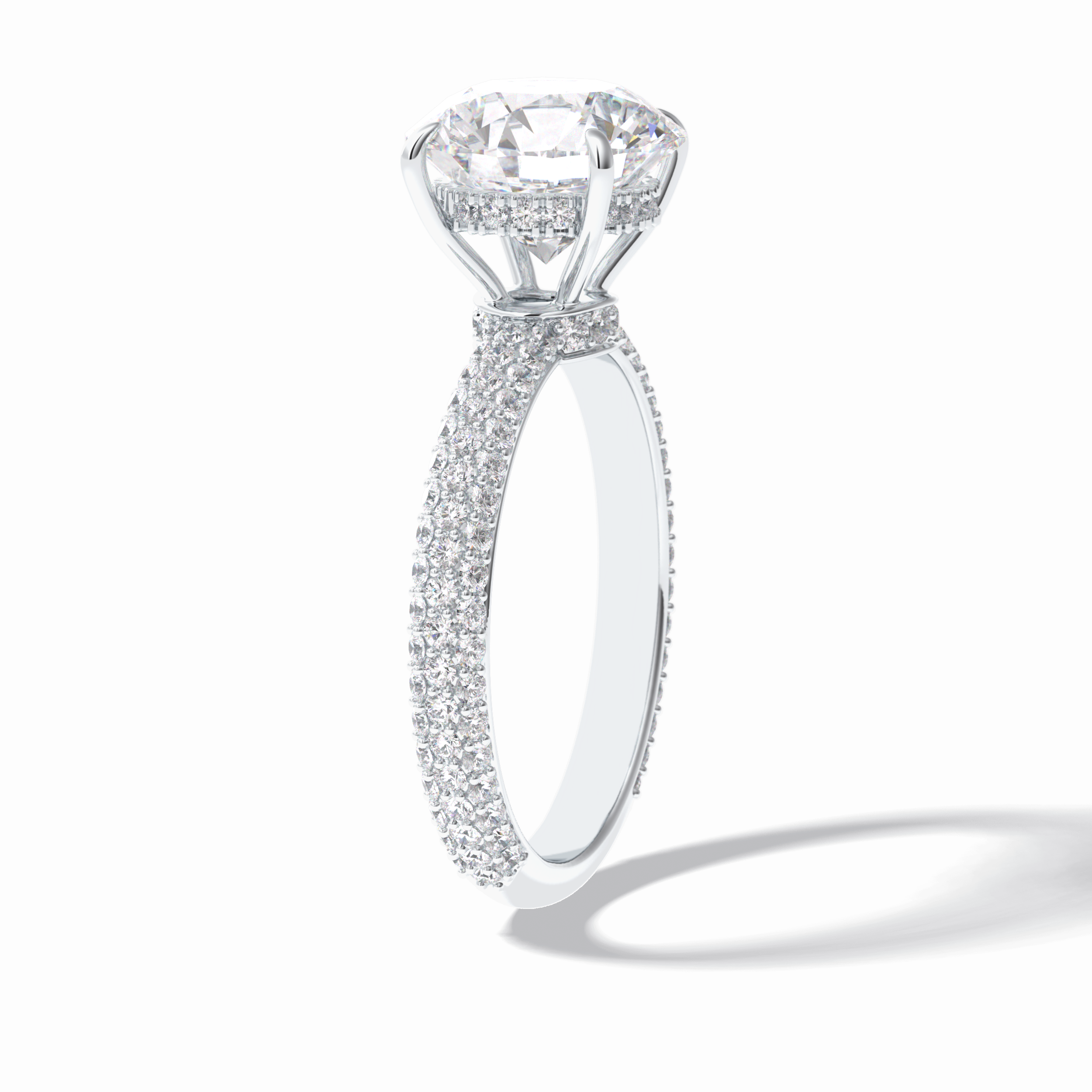 Round Hidden Halo & Pave Lab Grown Diamond Engagement Ring