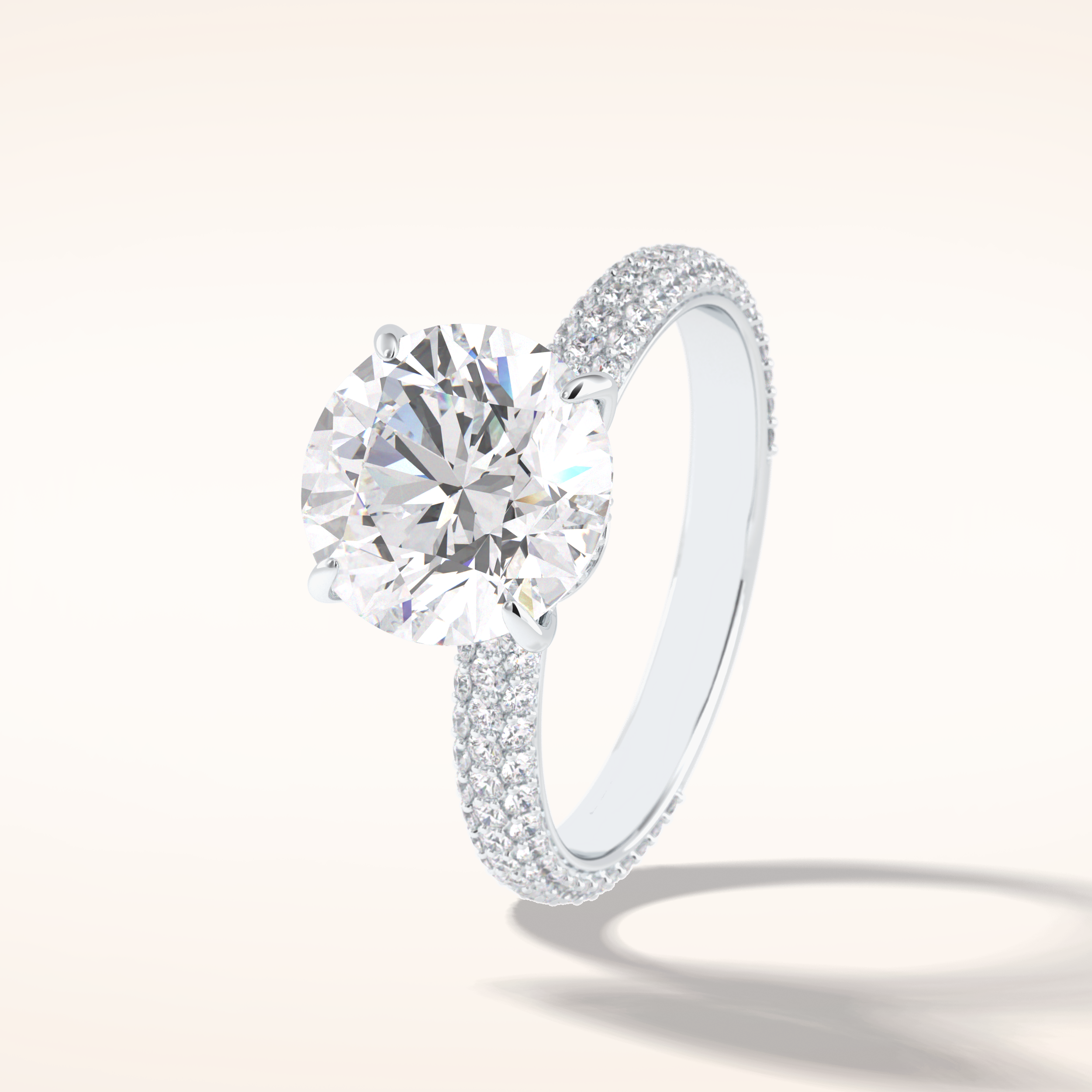 3 CT Round Shaped Pave Moissanite Engagement Ring