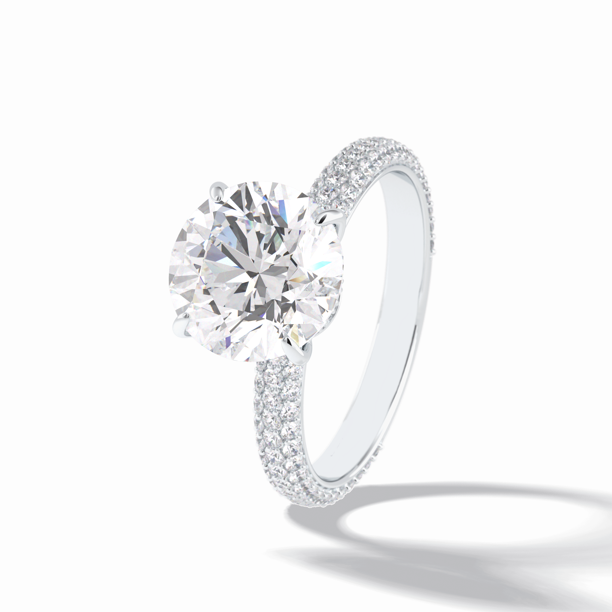 Round Hidden Halo & Pave Lab Grown Diamond Engagement Ring