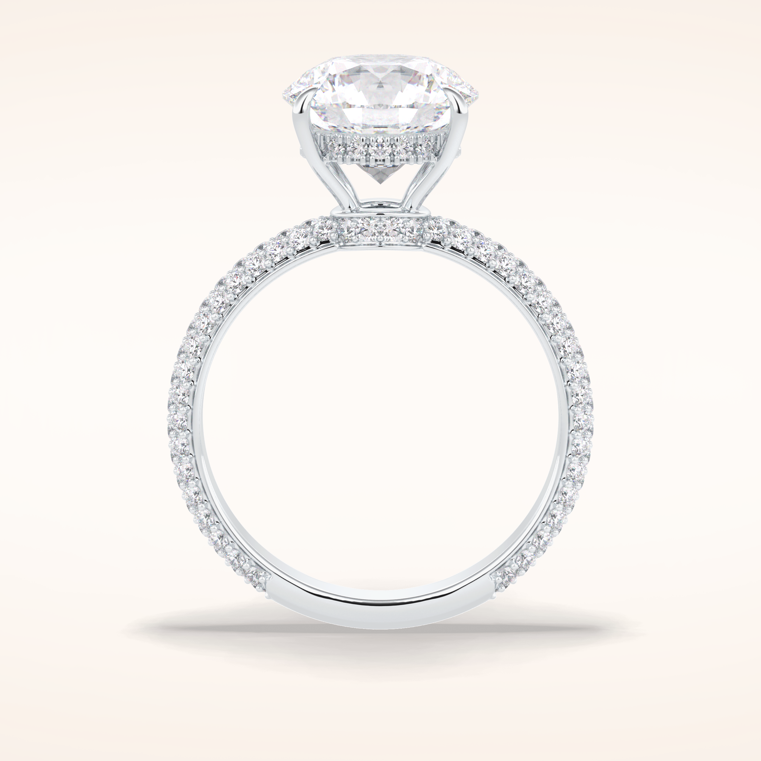 3 CT Round Shaped Pave Moissanite Engagement Ring