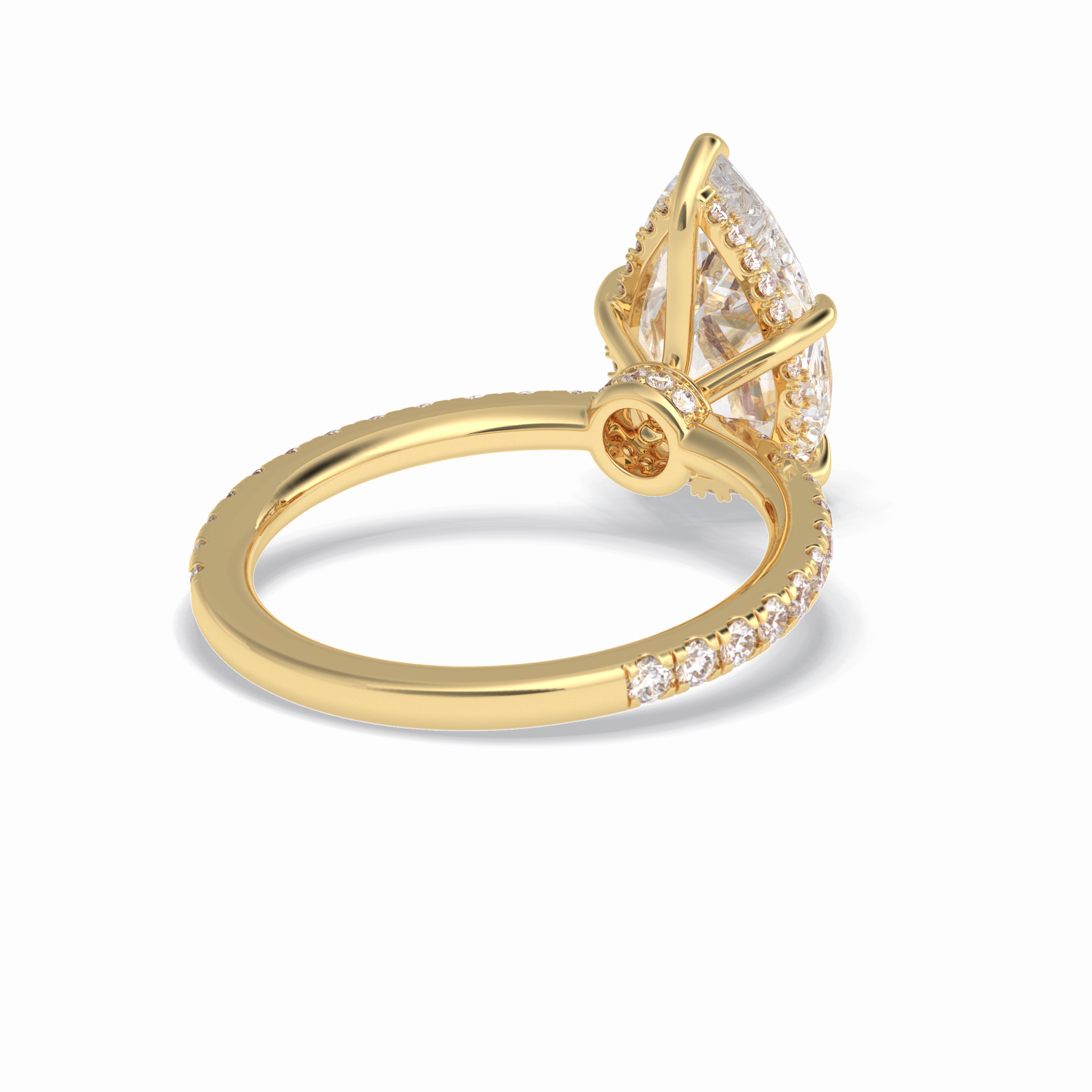 Pear Hidden Halo & Pave Lab Grown Diamond Engagement Ring