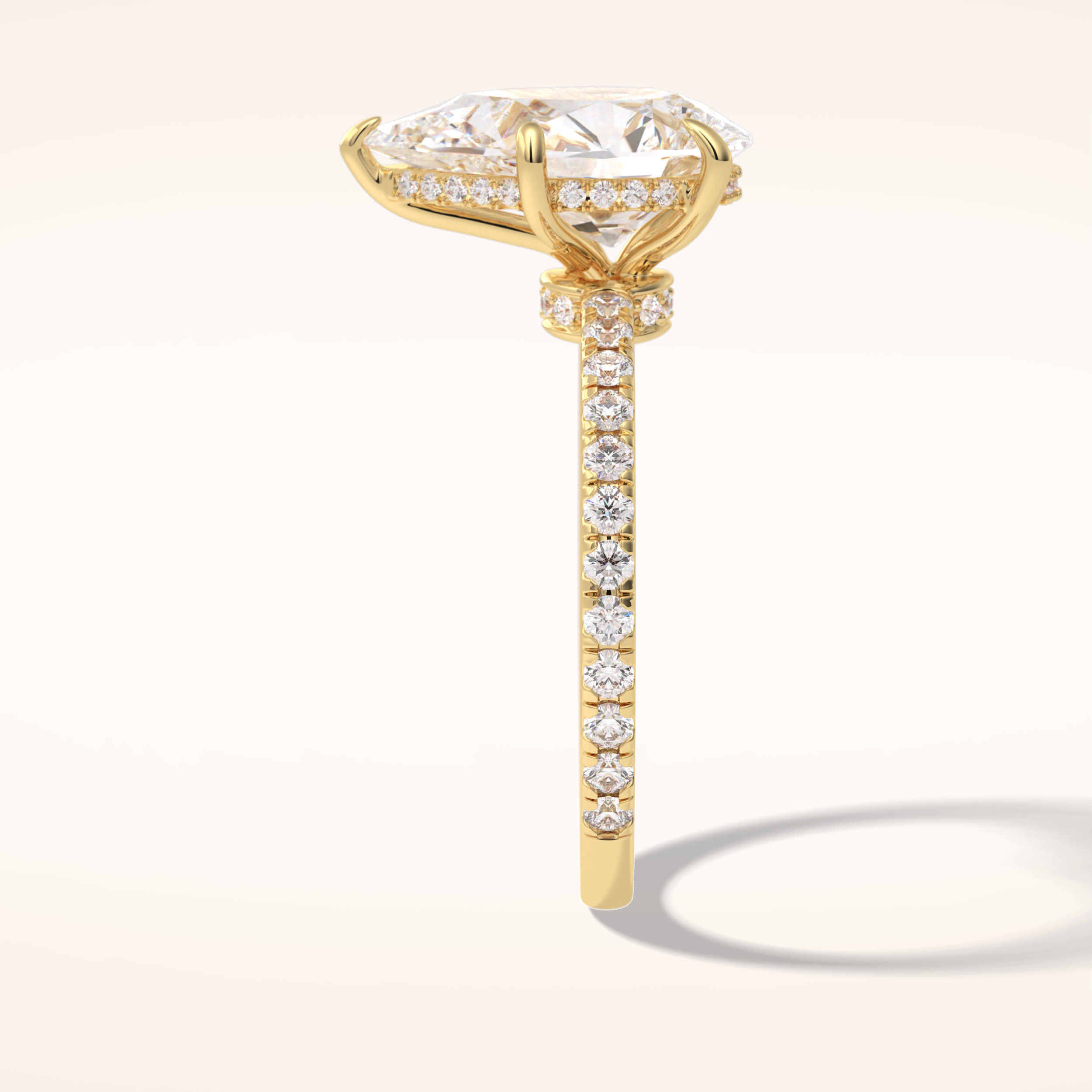 3.05 CT Pear Shaped Pave Moissanite Engagement Ring 18