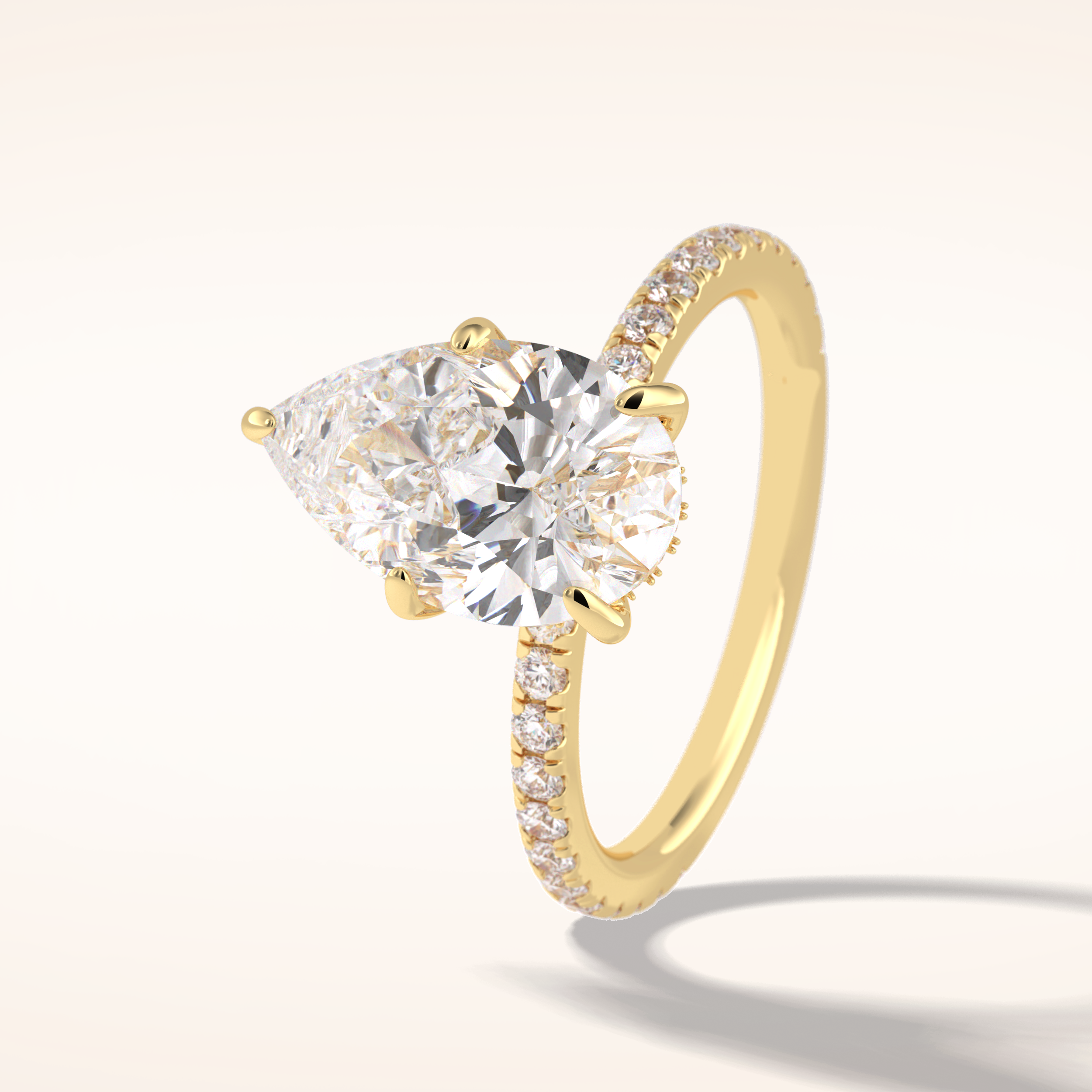 3.05 CT Pear Shaped Pave Moissanite Engagement Ring 16