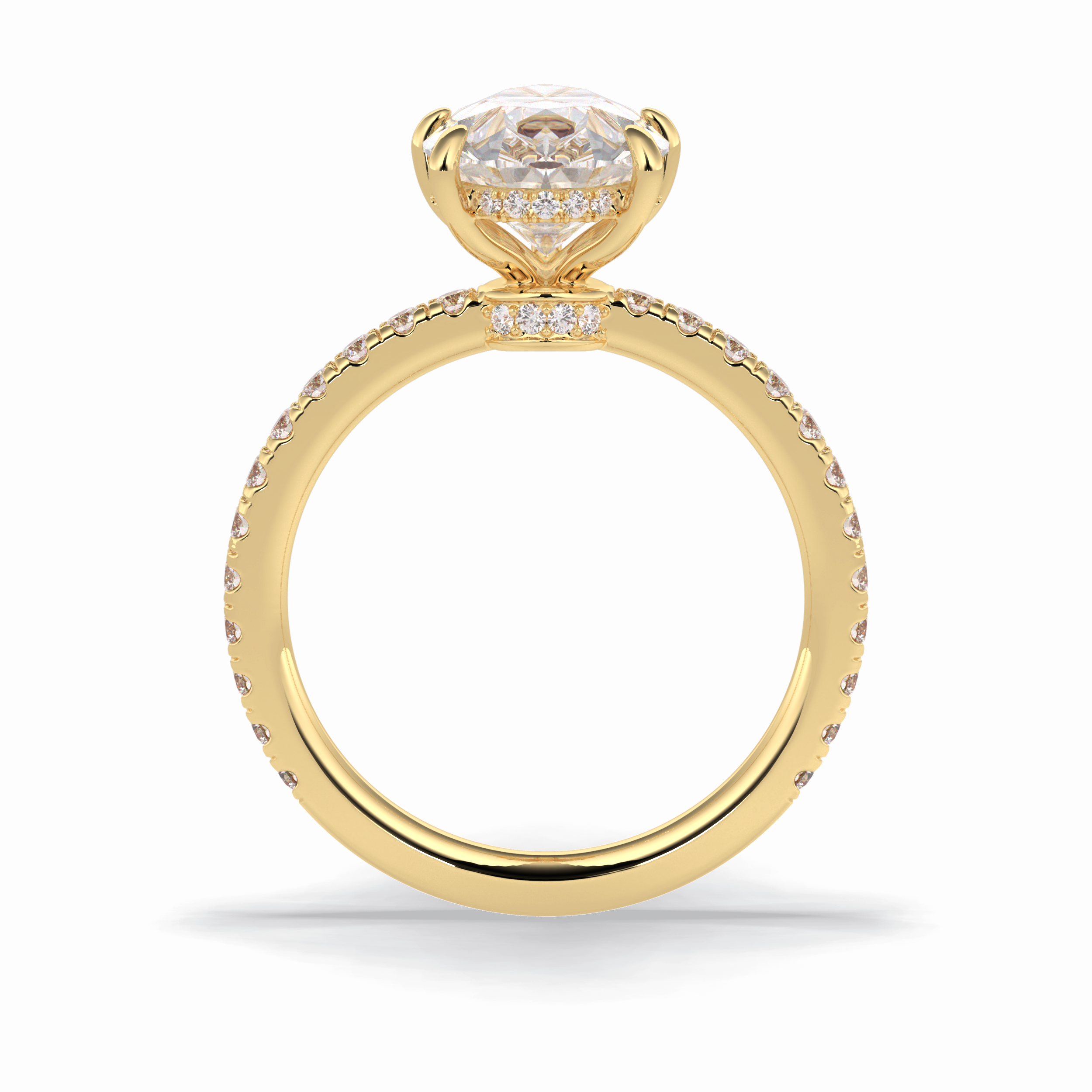 Pear Hidden Halo & Pave Lab Grown Diamond Engagement Ring