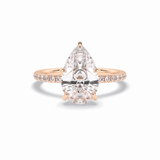 Pear Hidden Halo & Pave Lab Grown Diamond Engagement Ring