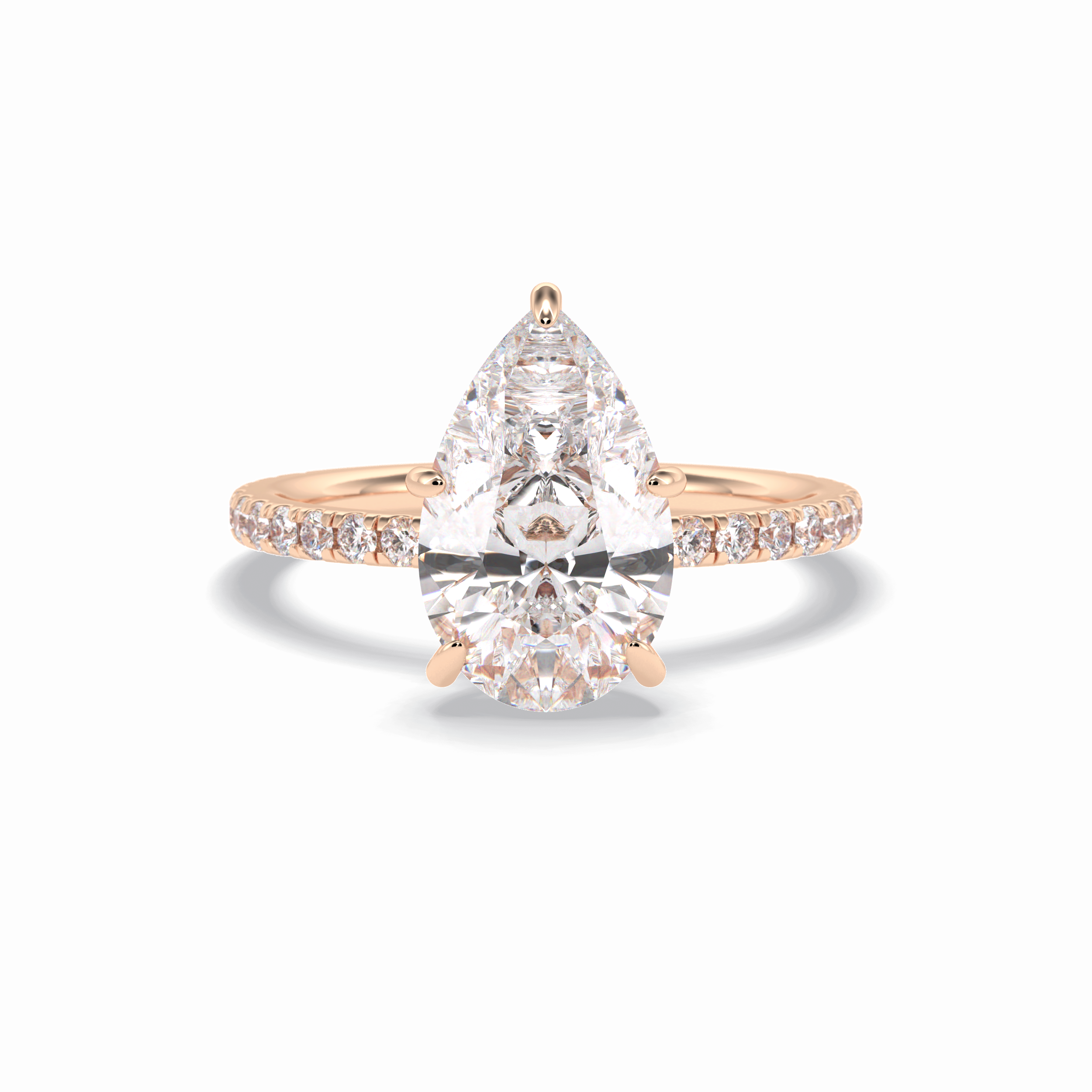 Pear Hidden Halo & Pave Lab Grown Diamond Engagement Ring