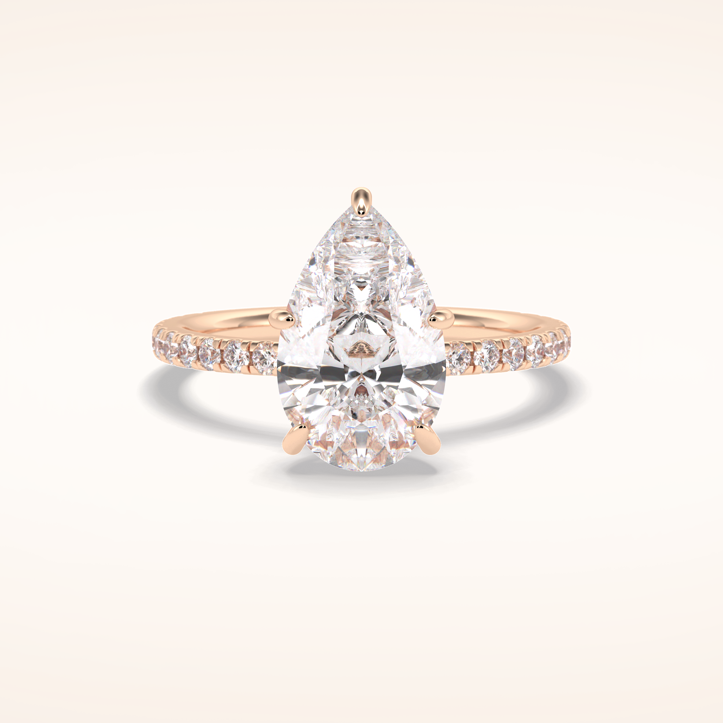 3.05 CT Pear Shaped Pave Moissanite Engagement Ring 14