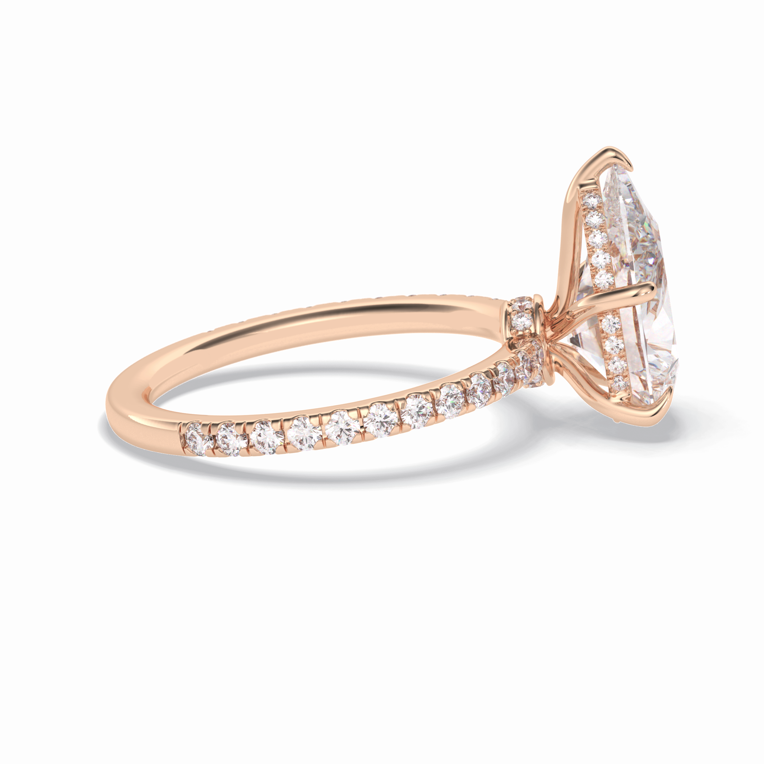Pear Hidden Halo & Pave Lab Grown Diamond Engagement Ring